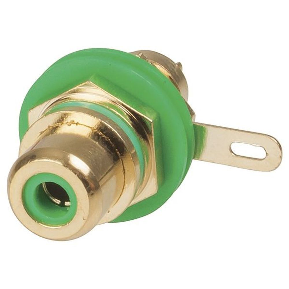 PS0499 - Gold RCA Panel Mount Socket - Green