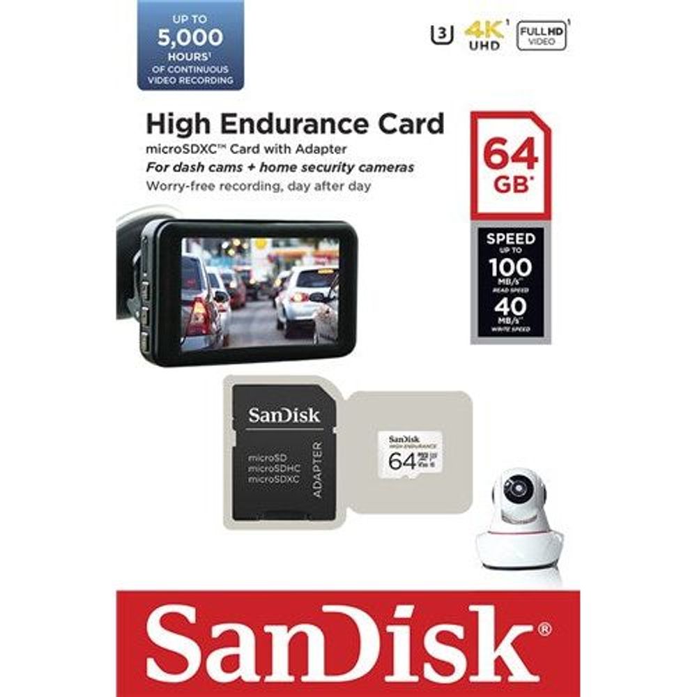 SDSQQNR-064G-GN6IA - Sandisk 64GB High Endurance microSDXC Card