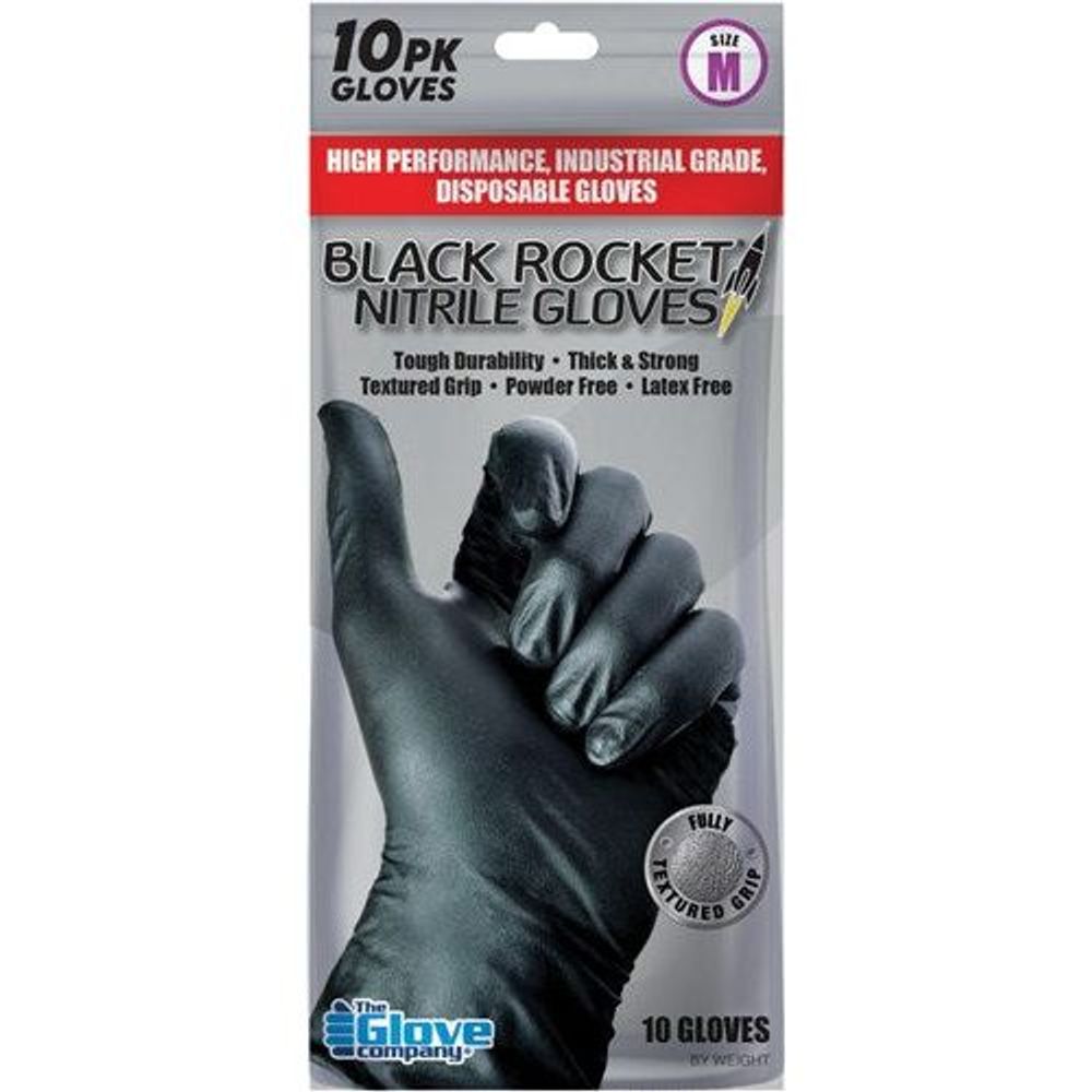 130102 - Black Rocket Nitrile Gloves Medium PK10