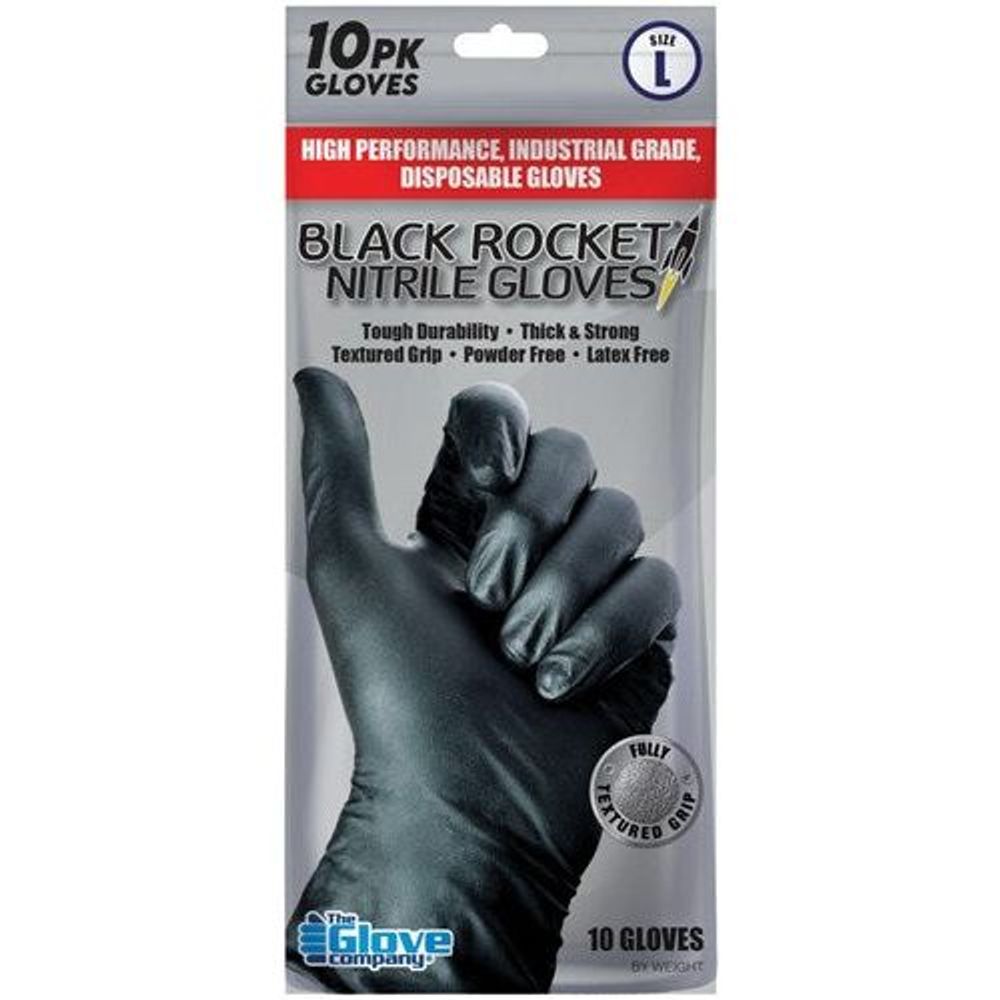 130102 - Black Rocket Nitrile Gloves Large PK10