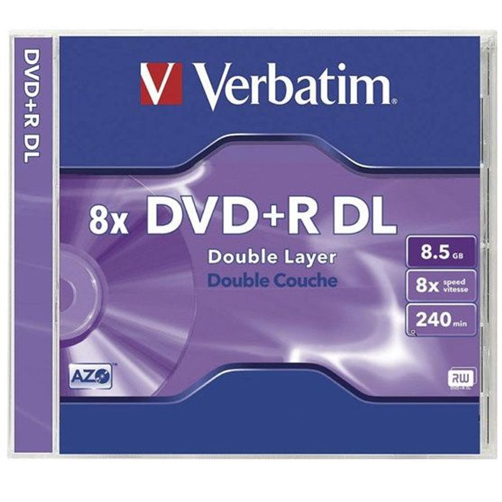 XC4744 - Verbatim DataLifePlus (Azo) DVD+R DL 8.5GB Jewel Case Singles 8x