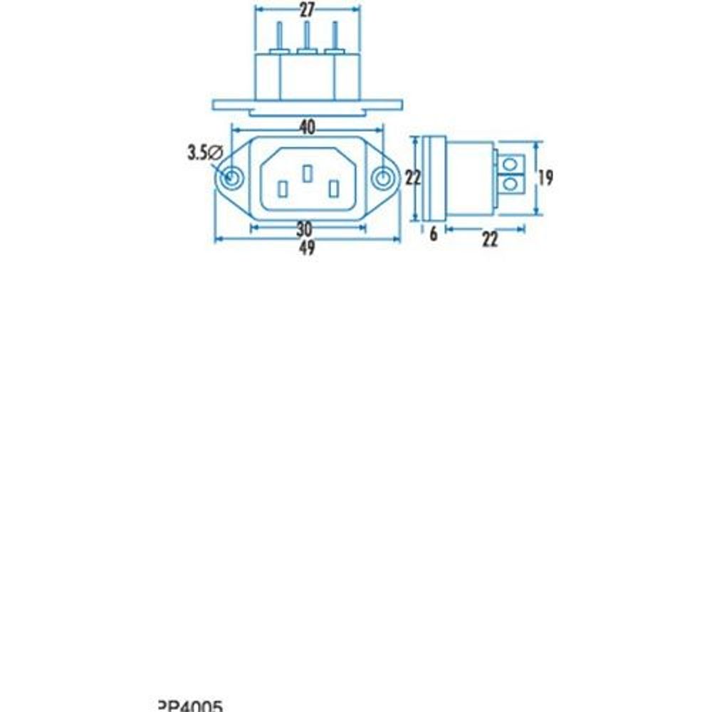 PP4005 - IEC320 Male Chassis Power Plug