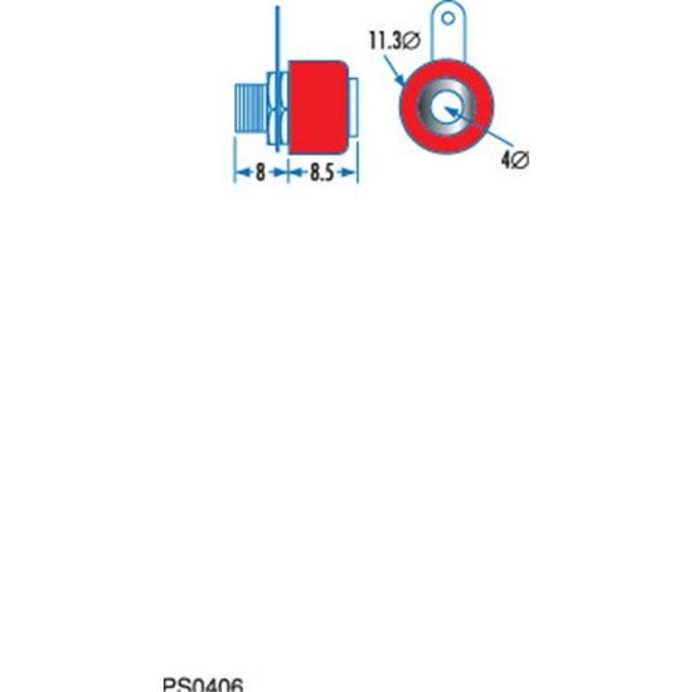 PS0406 - Red 4mm Panel Mount Socket