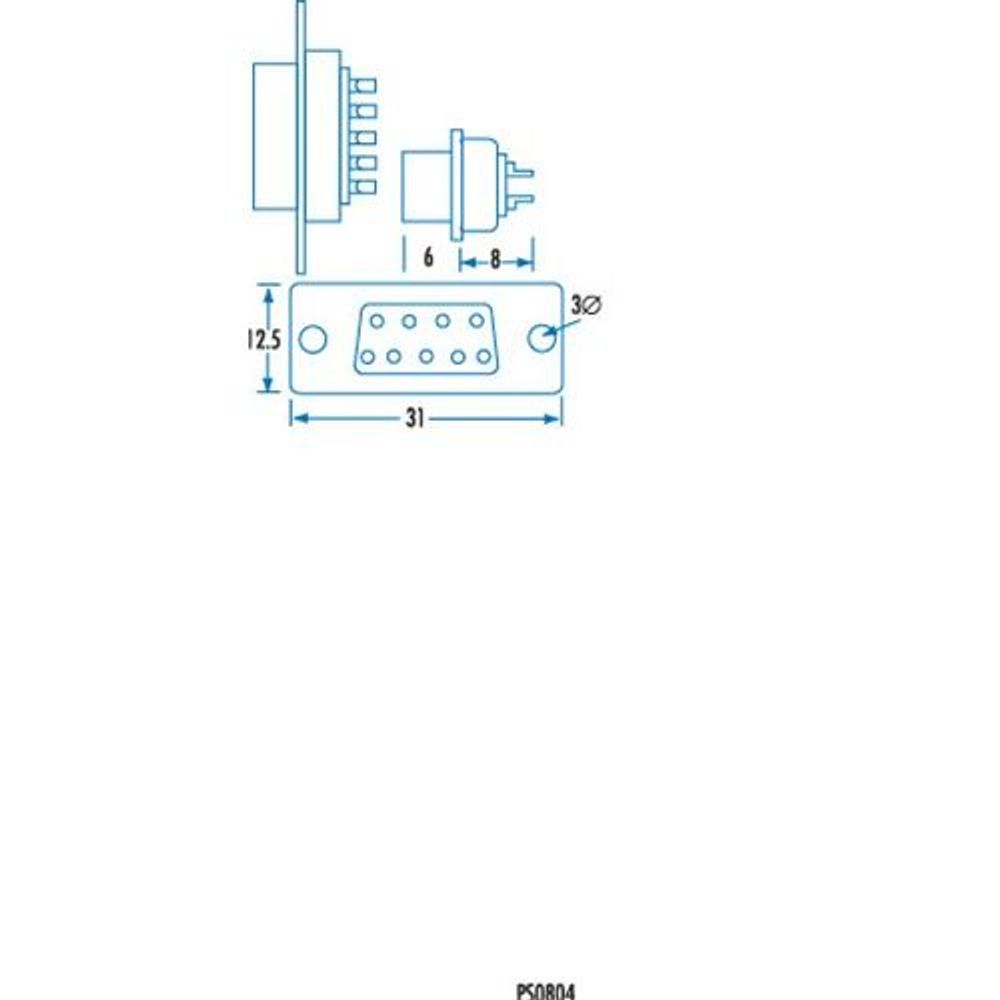 PS0804 - DB9 Female Connector - Solder