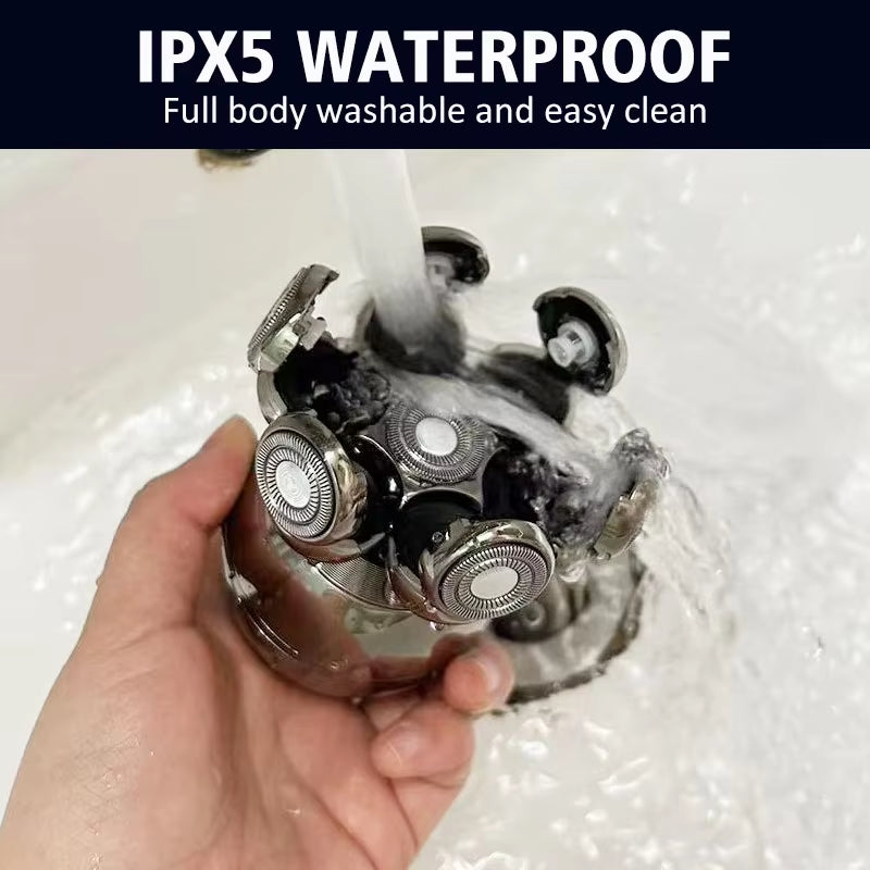 7 Head Electric Shaver for Men - Advanced 7D Floating Cutter, IPX5 Waterproof, USB Wireless Charging