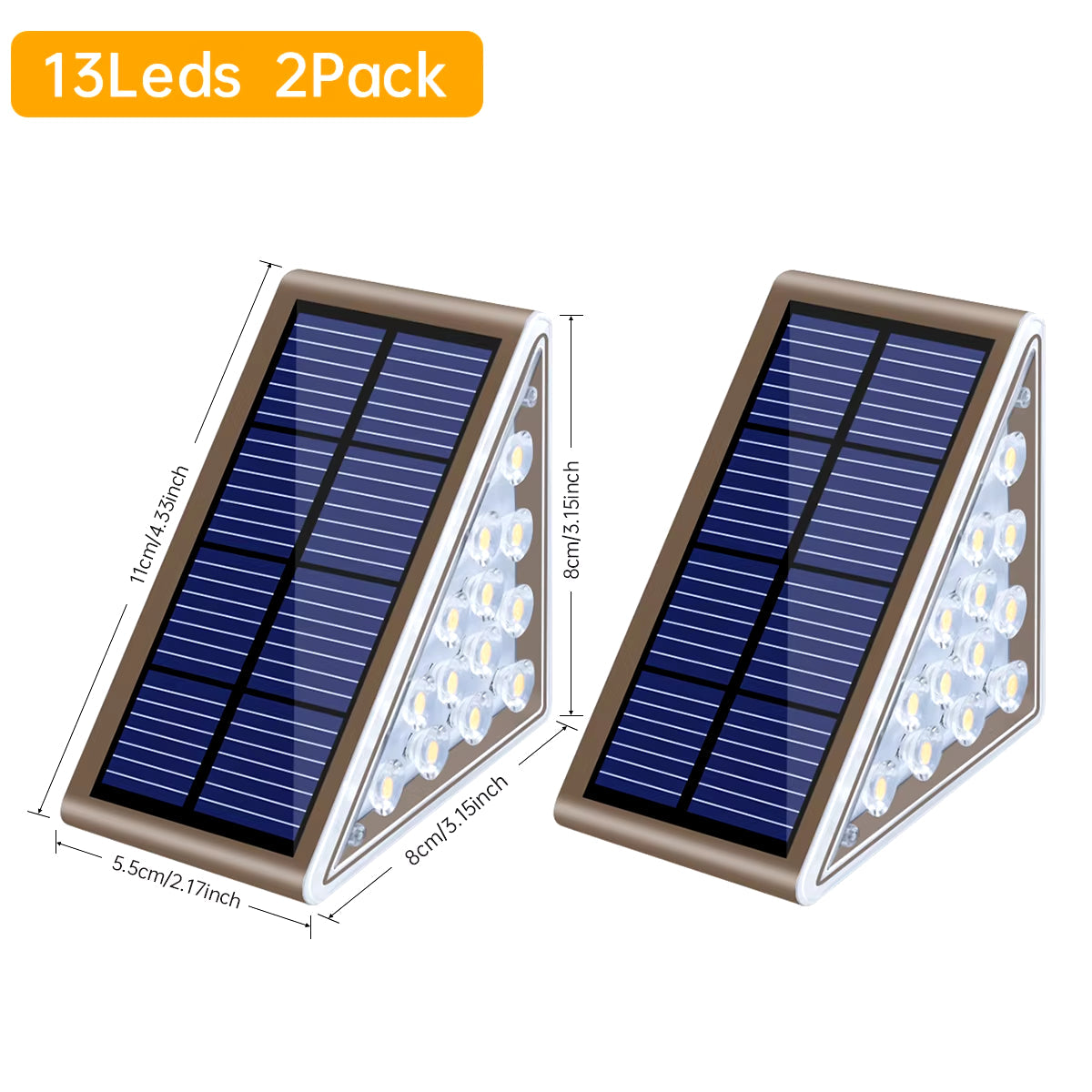 Elegant Outdoor Solar Step Lights 2Pcs 13Led