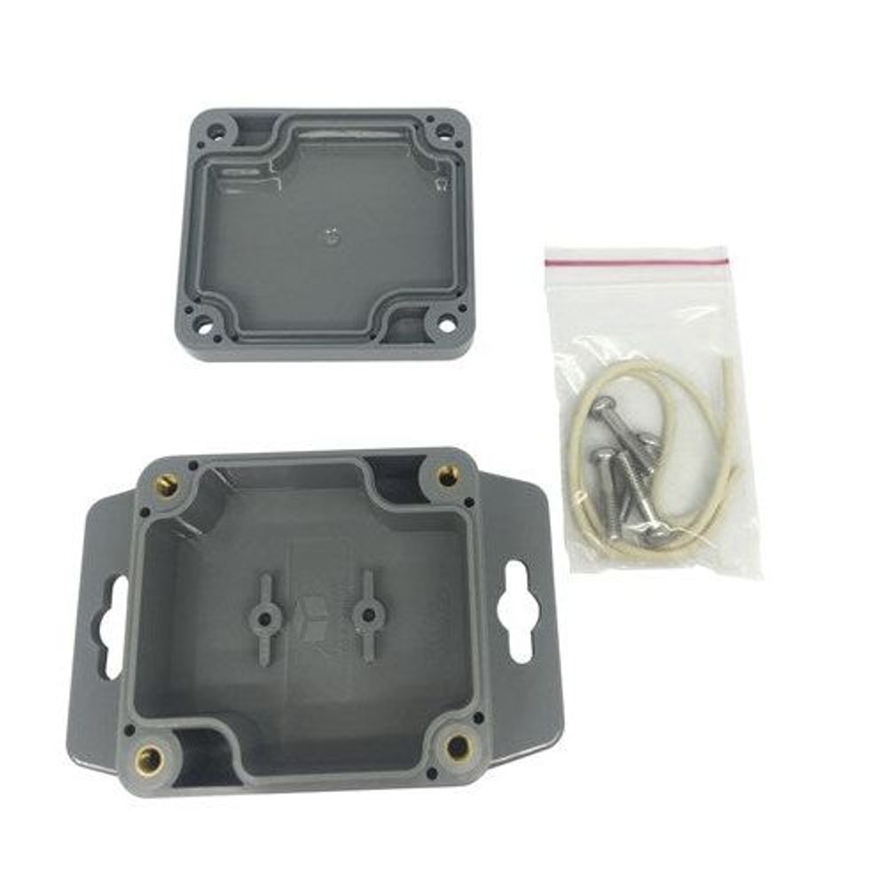 HB6121 - IP65 Sealed ABS Enclosures - Dark Grey with Mounting Flange - 64x58x35mm