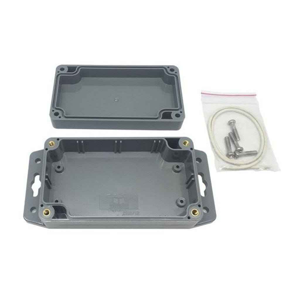 HB6123 - IP65 Sealed ABS Enclosures - Dark Grey with Mounting Flange - 115x65x40mm