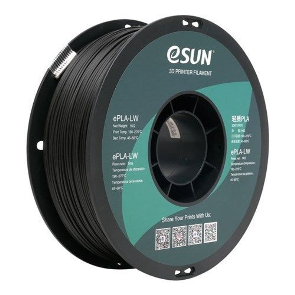 001005 - eSUN Black PLA-LW Filament 1kg 1.75mm