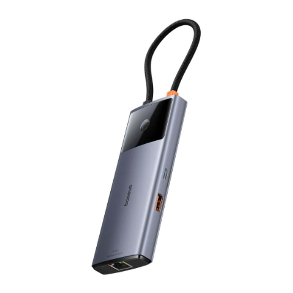 BAS43294 - Baseus Metal Gleam Series II 6-in-1 USB HUB Space Grey（USB-C to 1*HDMI4K@60Hz+1*USB-C（10Gbps)+2*USB-A(10Gbps)+1*RJ45+1*USB-C（PD) ）