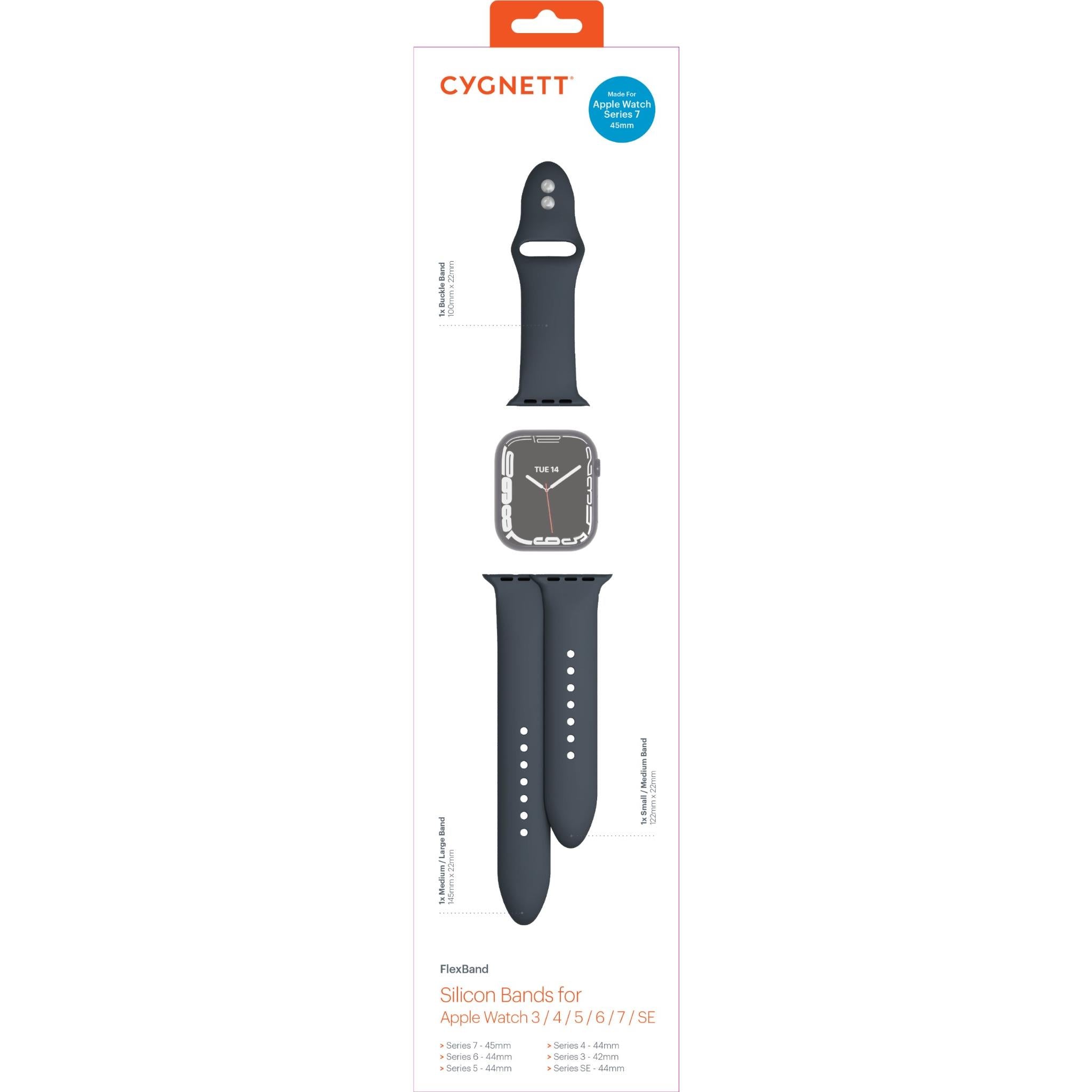 Cygnett FlexBand for Apple Watch [44-45mm] (Black)