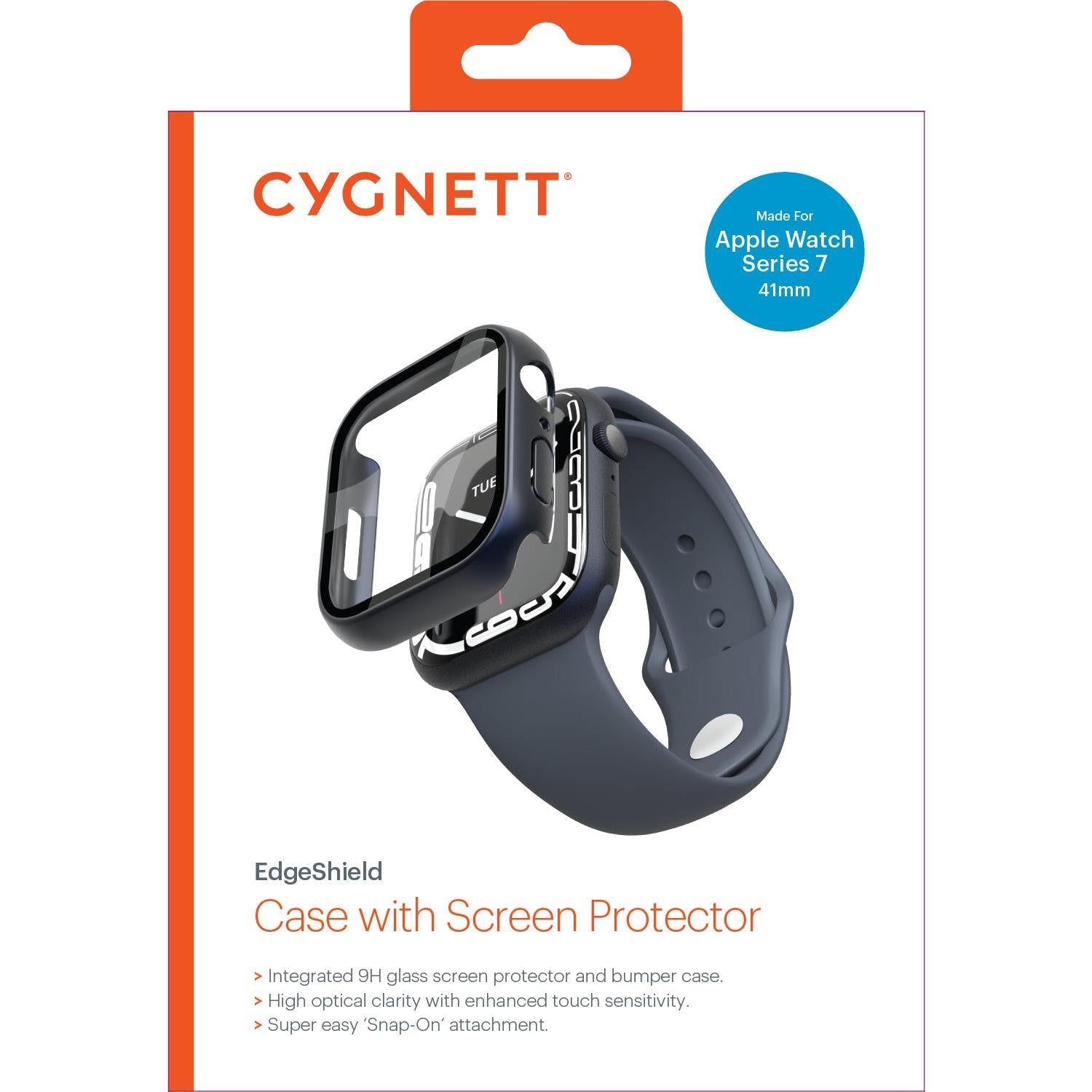 Cygnett EagleShield Case with Screen Protector for Apple Watch 7 41mm (Black)