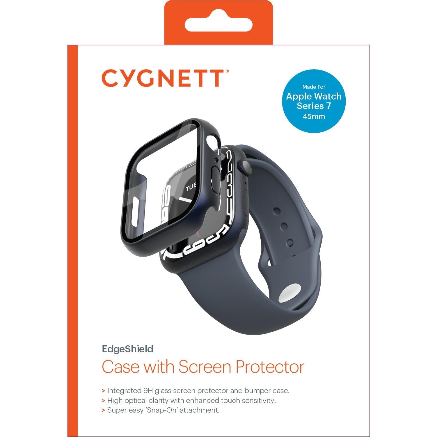 Cygnett EagleShield Case with Screen Protector for Apple Watch 7 45mm (Black)