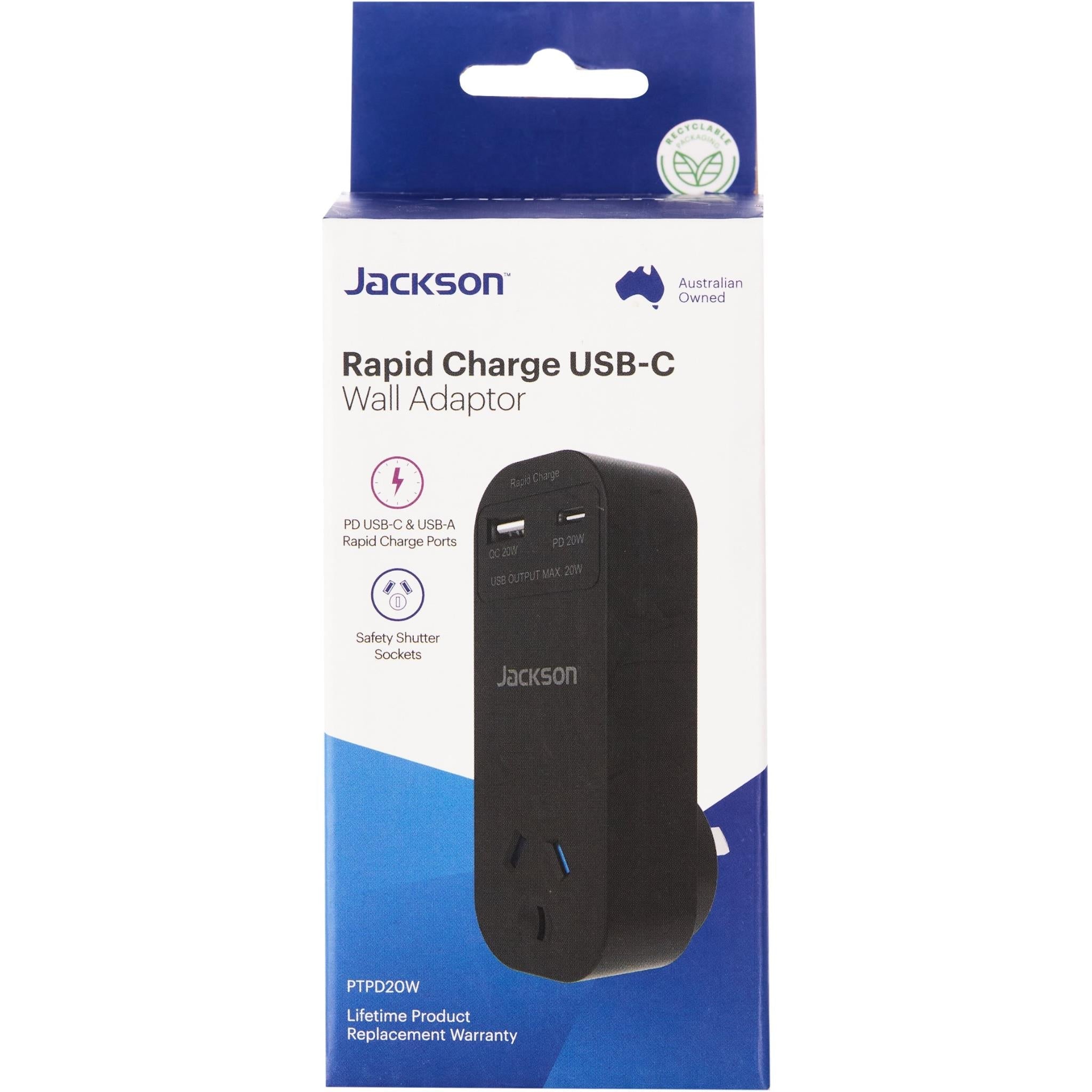 Jackson Rapid Charge USB-C/A Wall Adapter