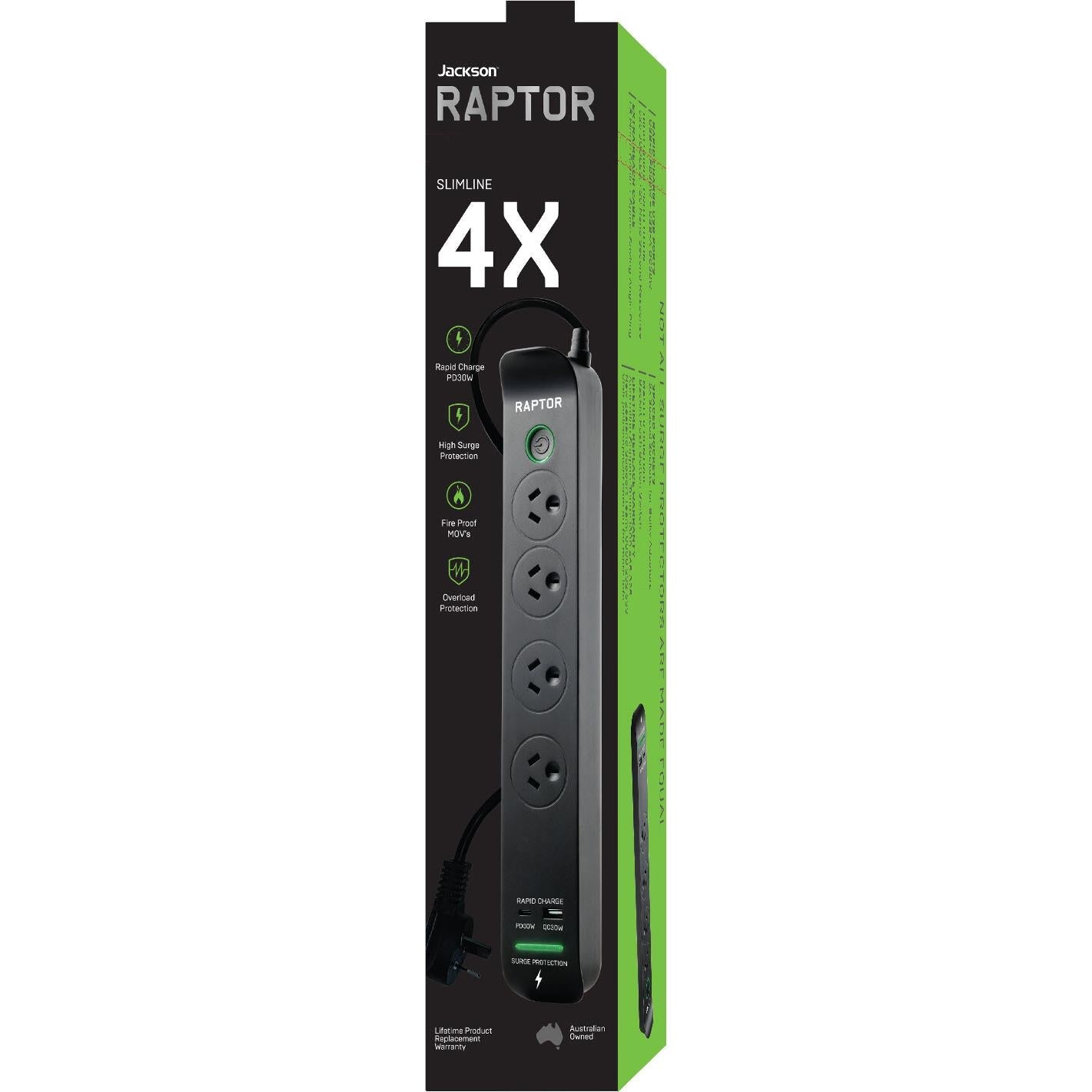 Jackson Raptor Slimline Powerboard (4-outlet)