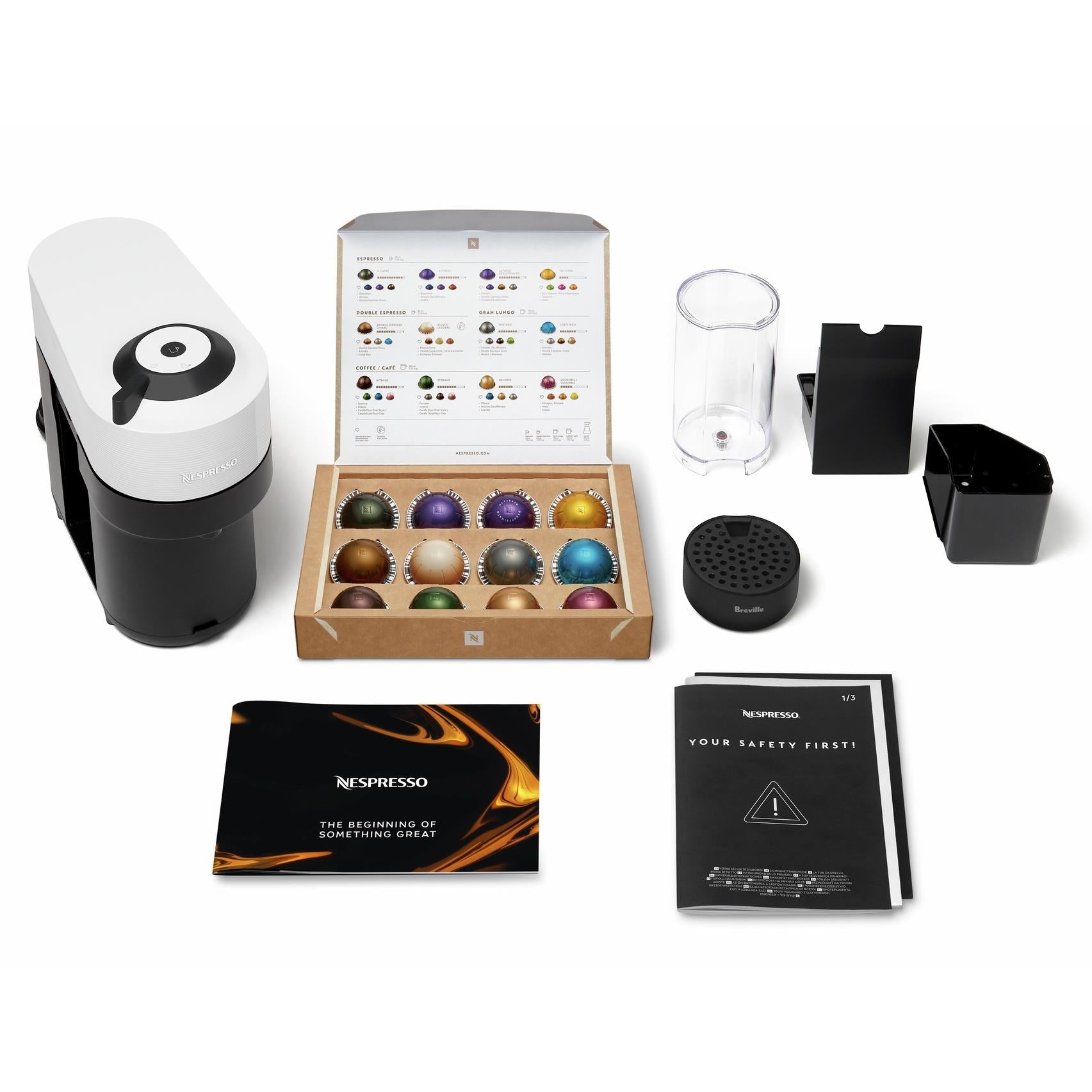 Breville Nespresso Vertuo Pop Coffee Machine Bundle (Coconut White)
