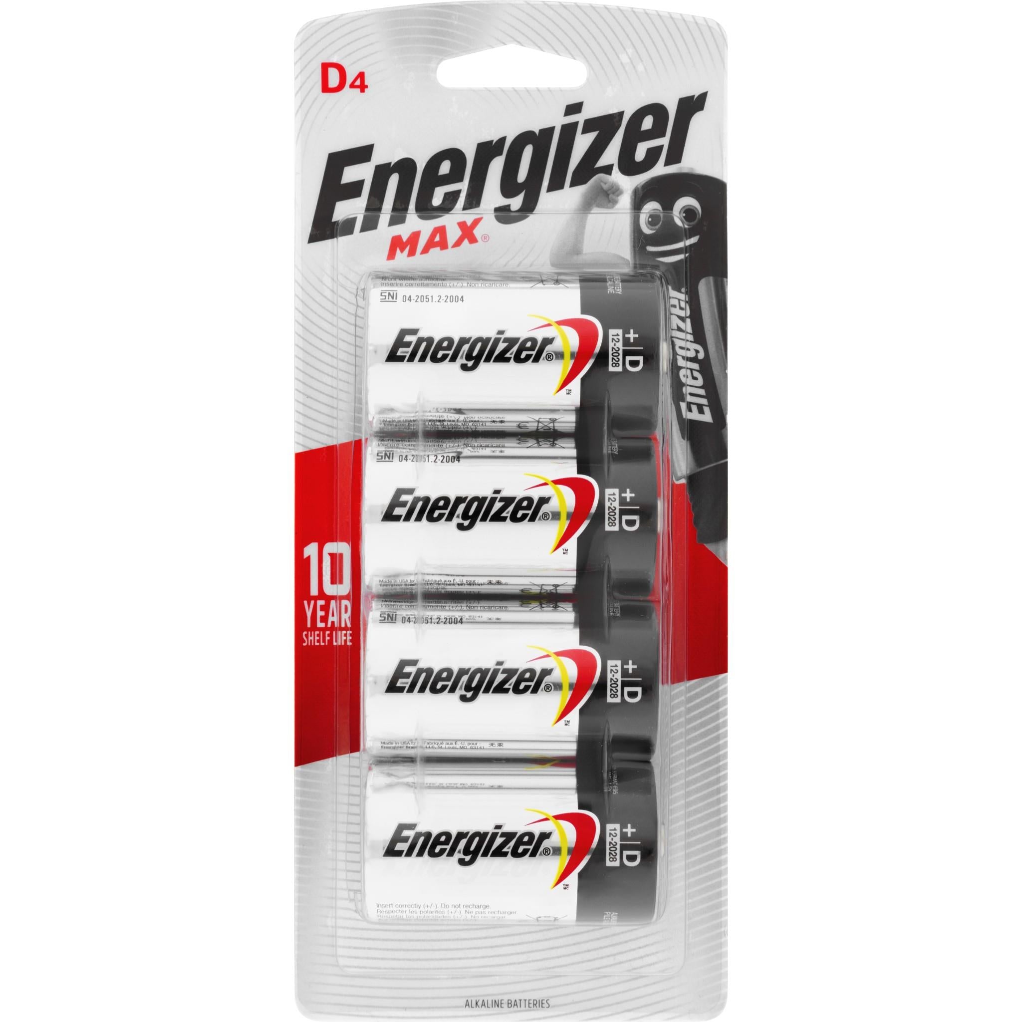 Energizer Max D Battery (4 Pack)