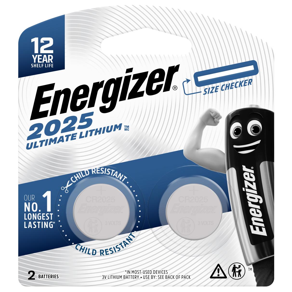 Energizer Ultimate Lithium CR2025 Coin Battery (2 Pack)