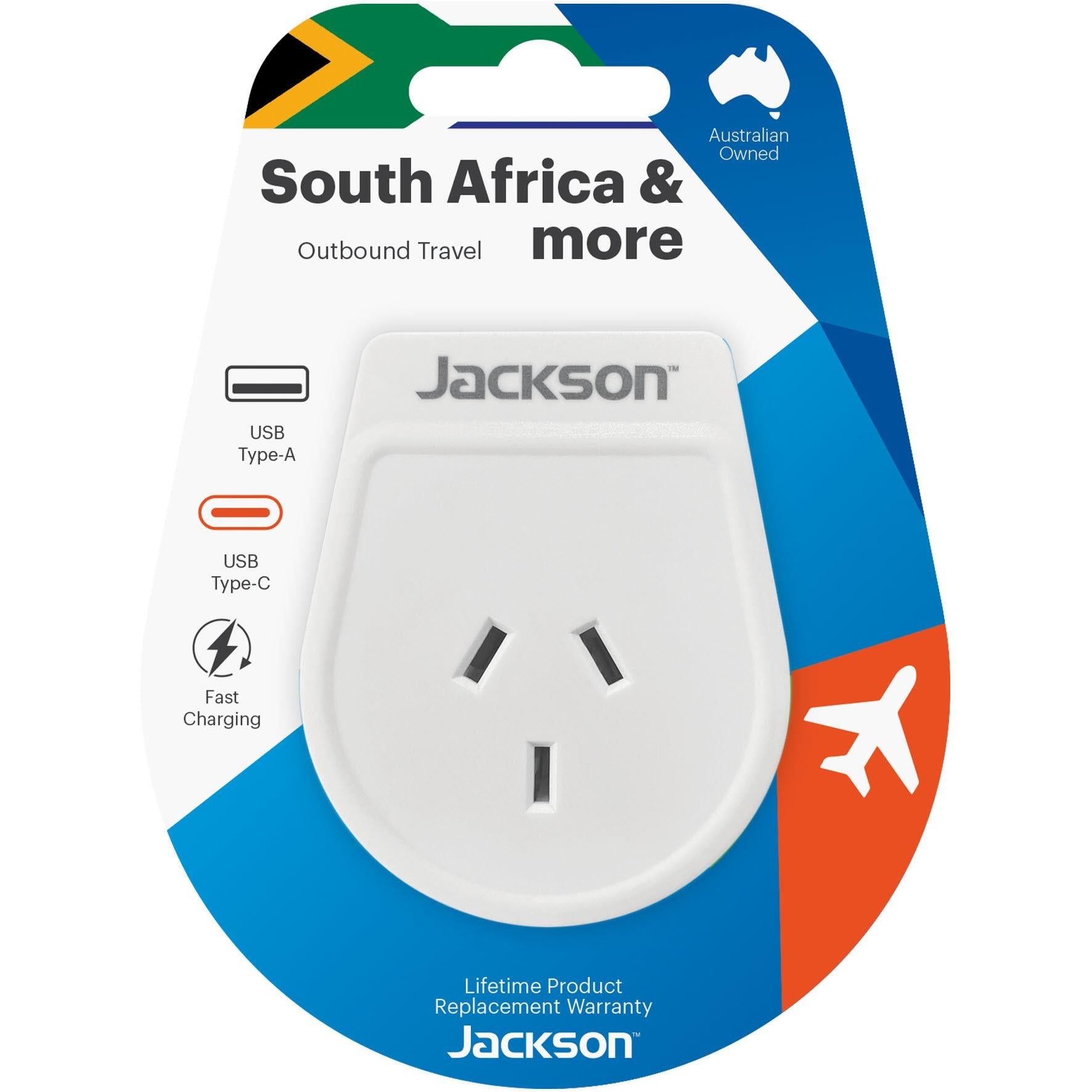 Jackson Outbound Travel Adapter with USB-C (South Africa Slim)