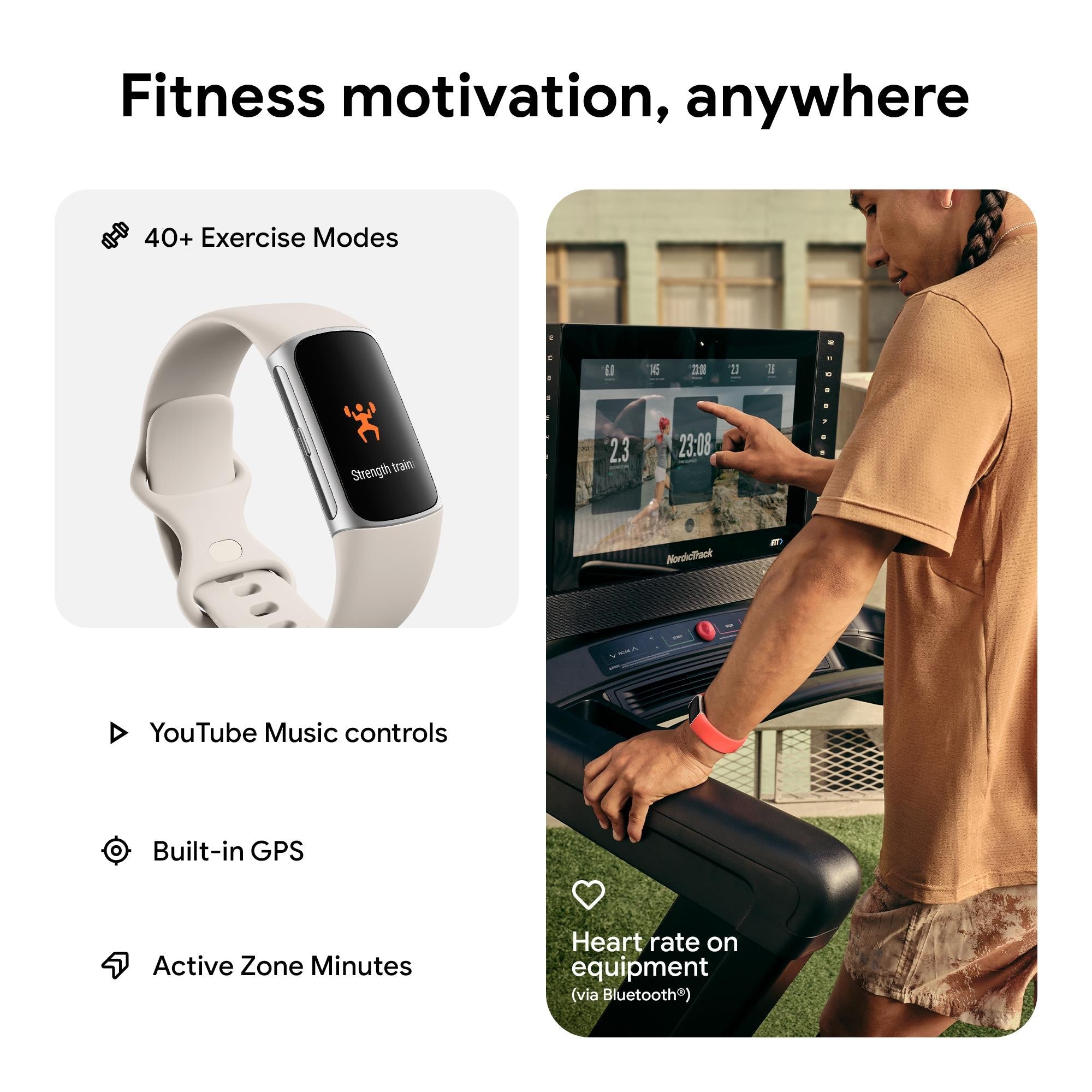 Fitbit Charge 6 Fitness Tracker (Porcelain/Silver Aluminium)