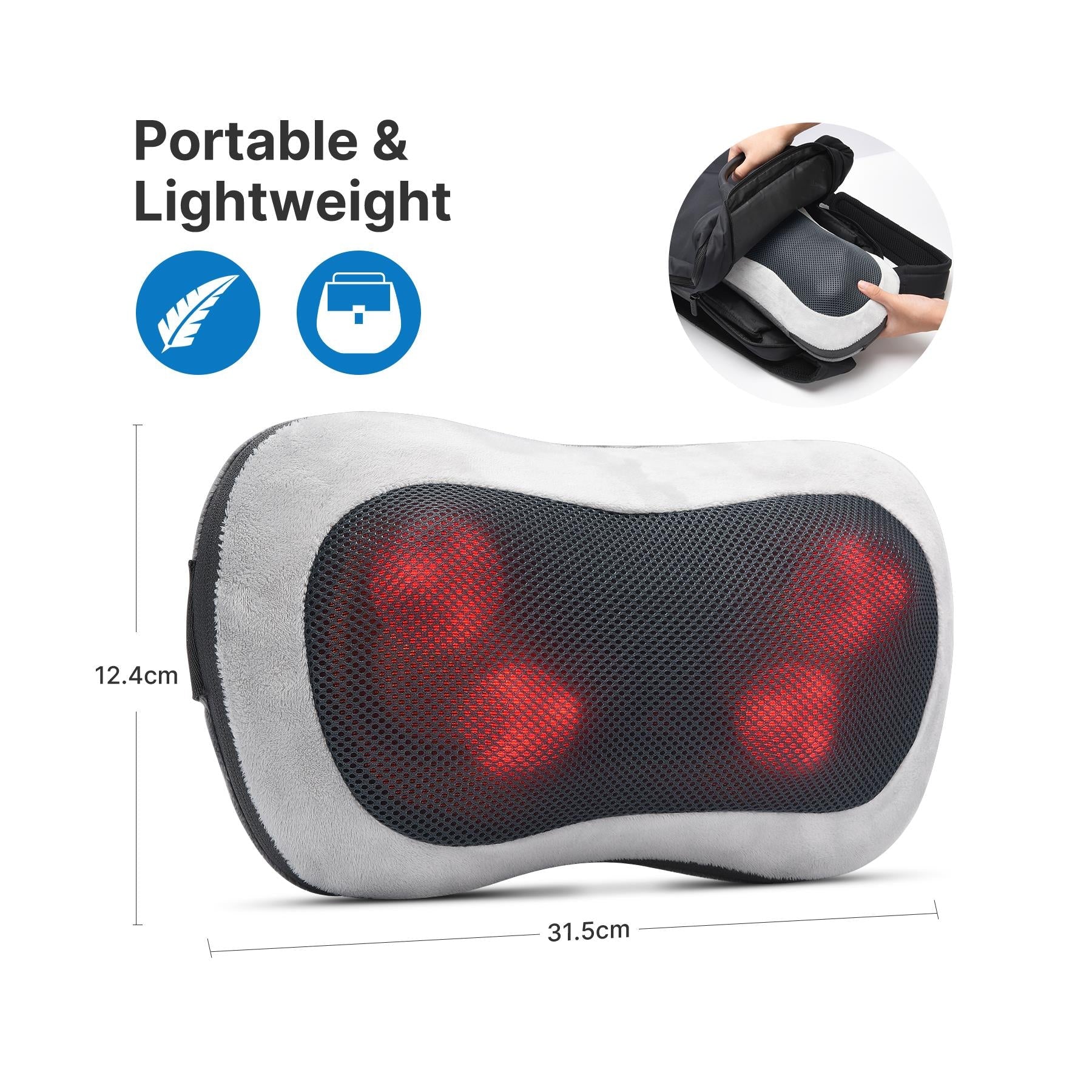 RENPHO Heated Massage Pillow with Remote Control