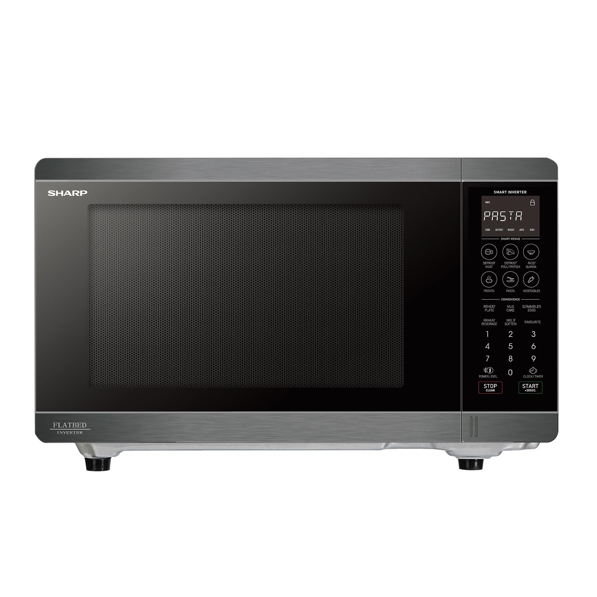 Sharp 30L 1200W Flatbed Inverter sensor Microwave (Black Stainless Steel)