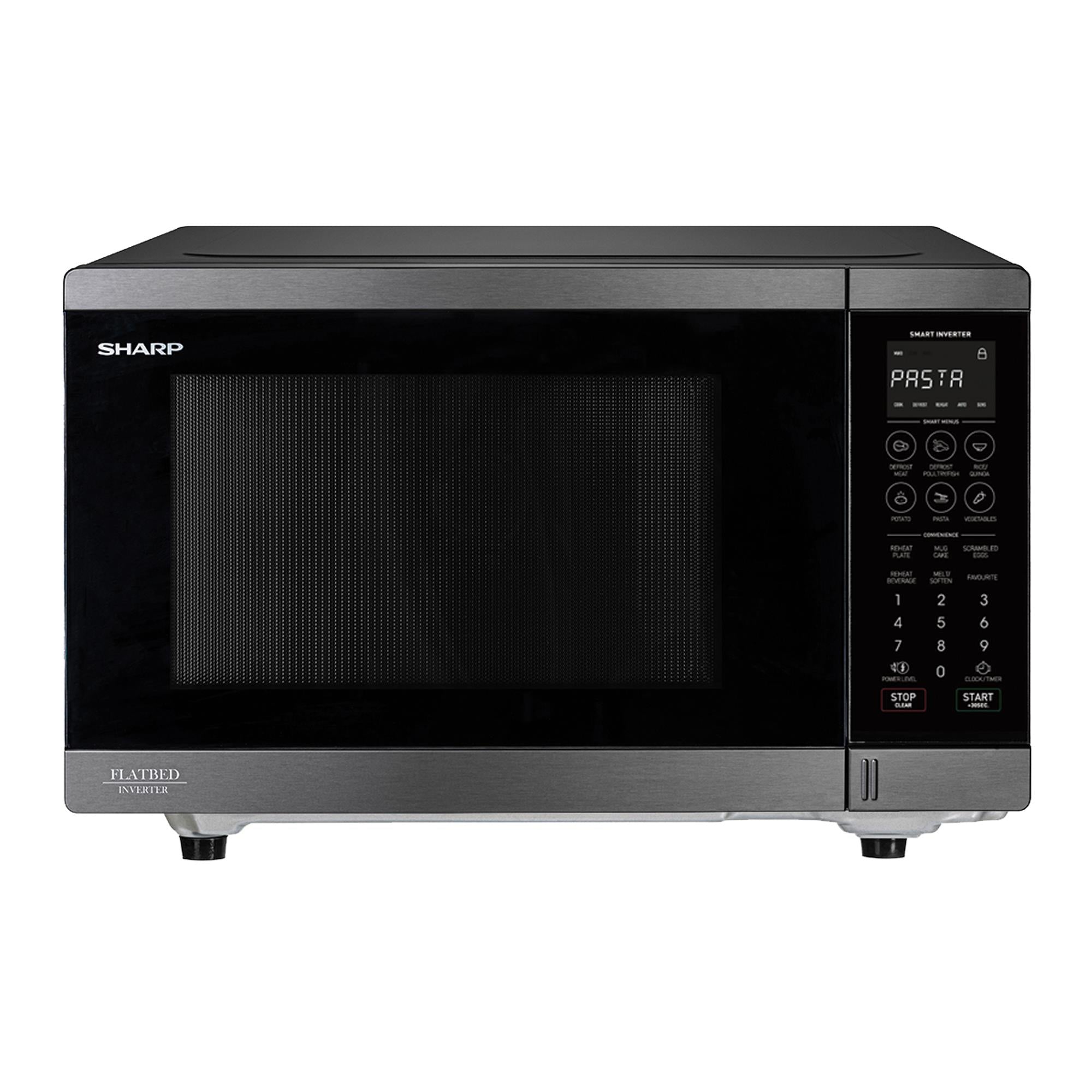 Sharp 30L 1200W Flatbed Inverter sensor Microwave (Black Stainless Steel)