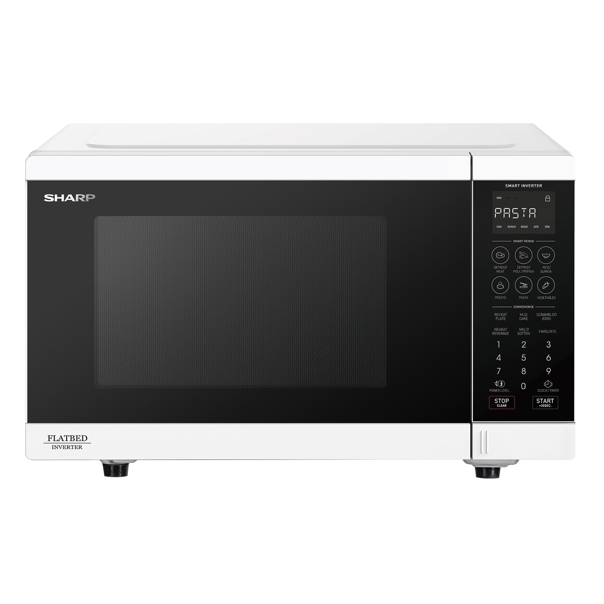 Sharp 30L 1200W Flatbed Inverter Sensor Microwave (White)