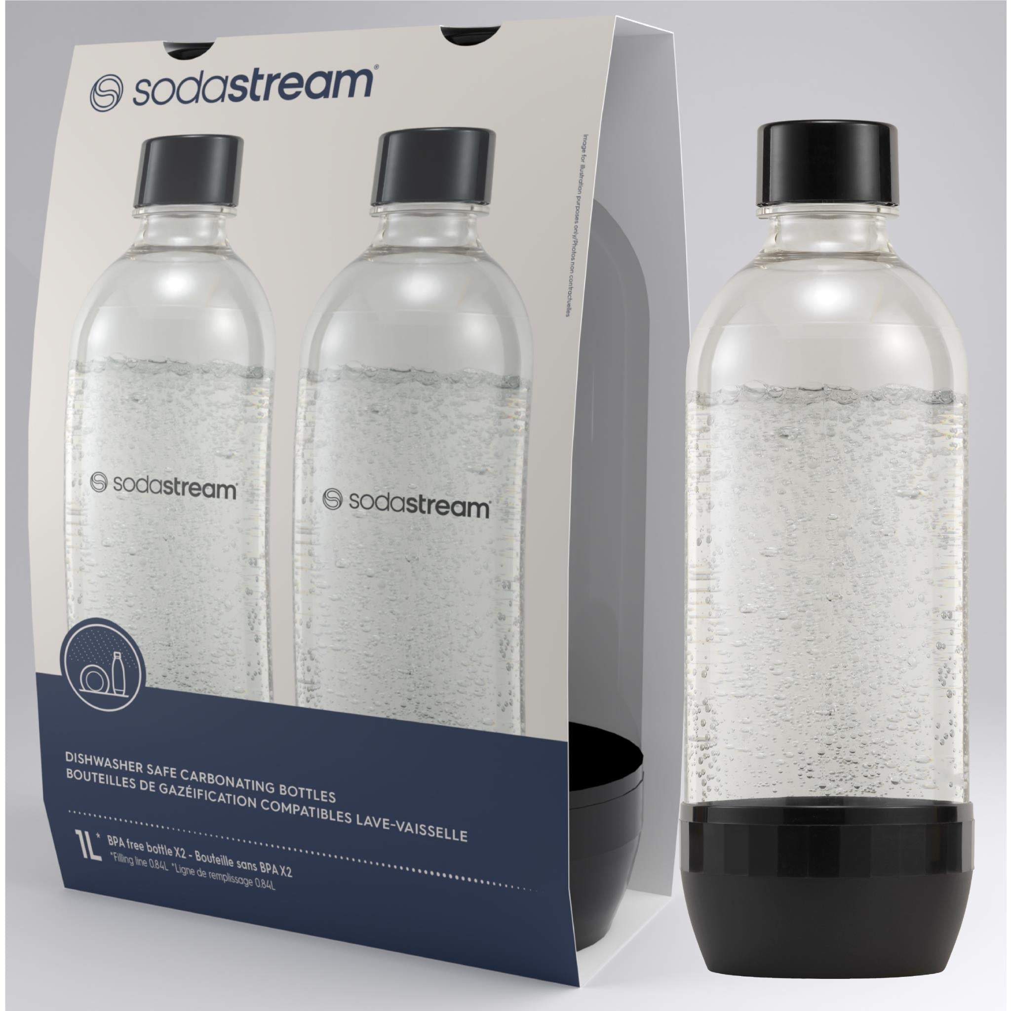 SodaStream 1 Litre Bottles Dishwasher Safe Twin-Pack (Black)