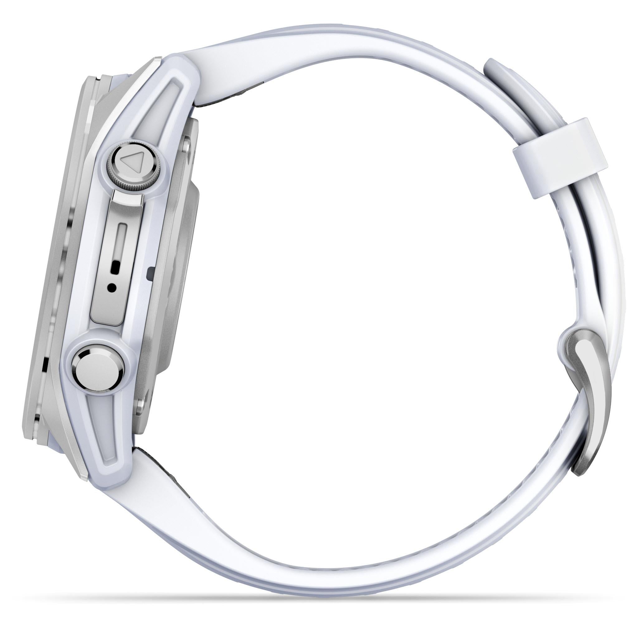 Garmin fenix 8 43mm AMOLED Glass, Silver with Whitestone Band