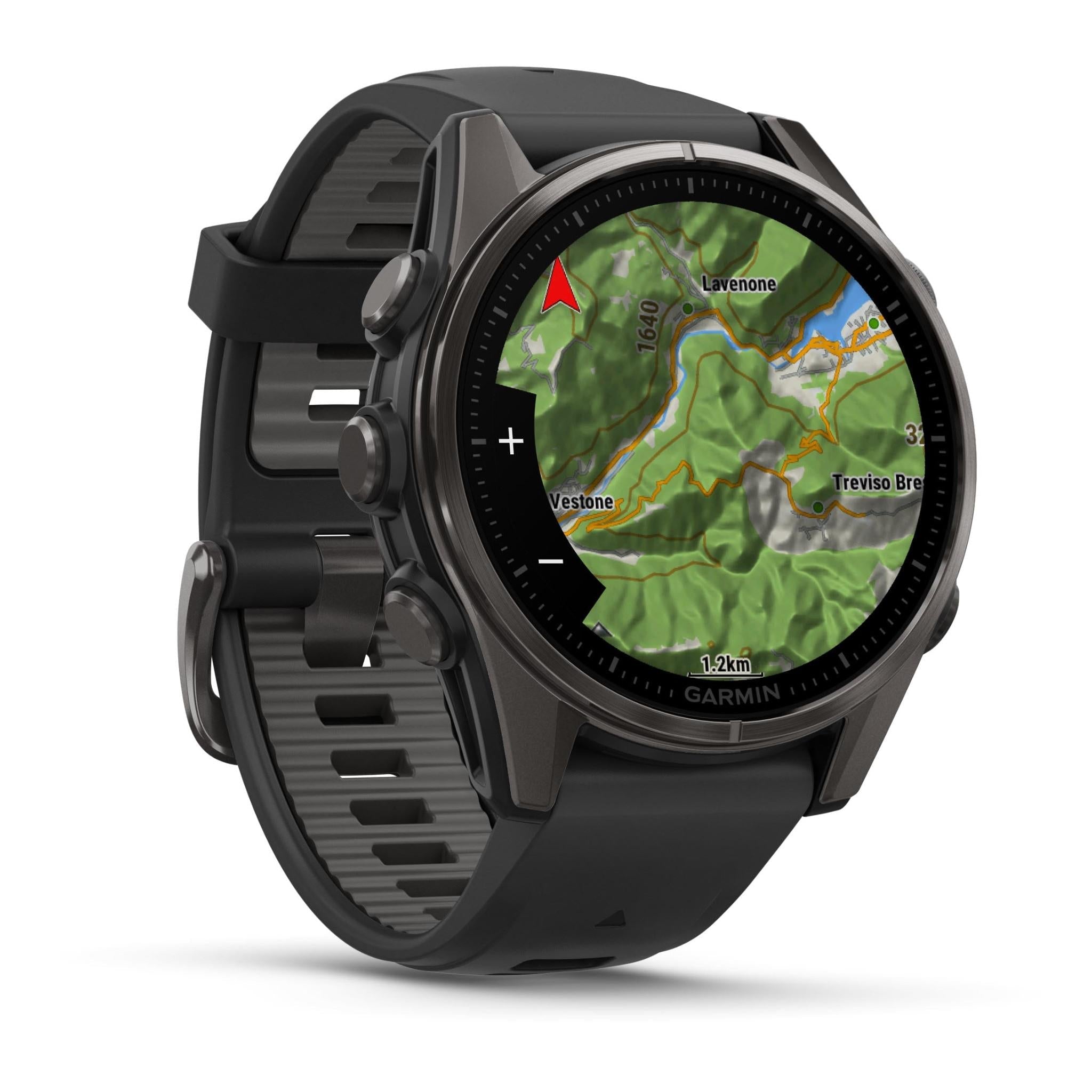 Garmin fenix 8 43mm AMOLED Sapphire Edition, Carbon Grey Titanium with Pebble Grey Band