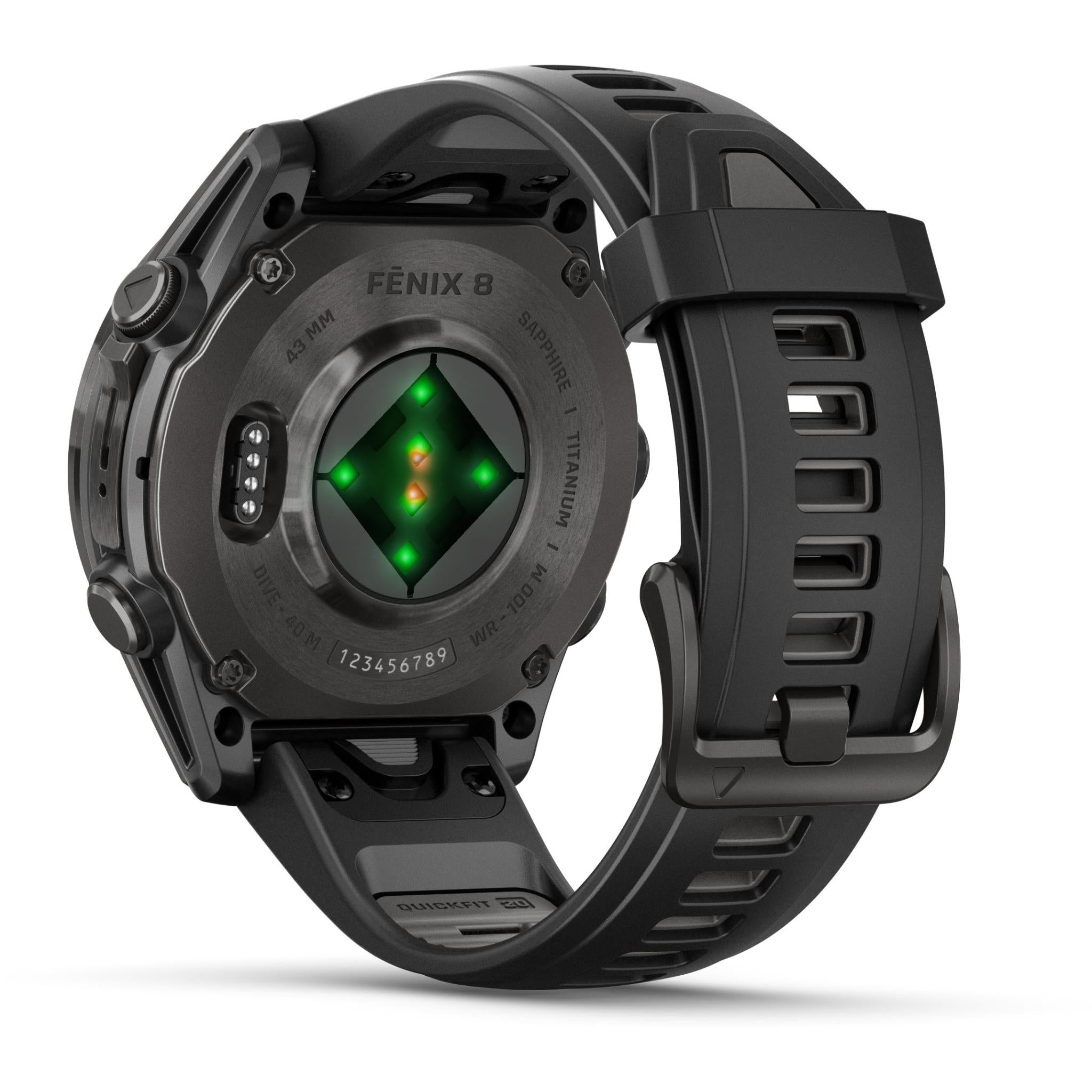 Garmin fenix 8 43mm AMOLED Sapphire Edition, Carbon Grey Titanium with Pebble Grey Band