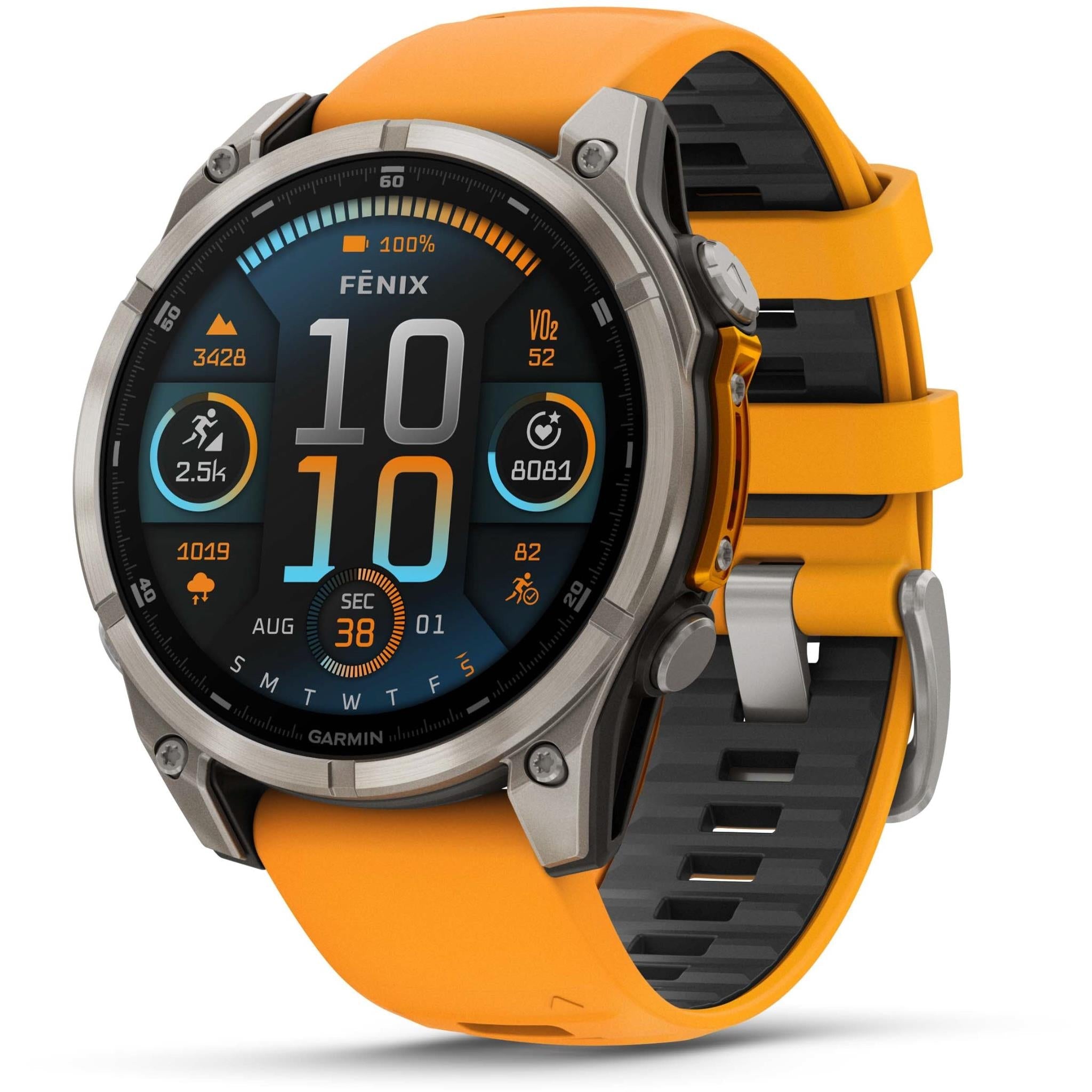 Garmin fenix 8 47mm AMOLED Sapphire Edition, Titanium with Spark Orange/Graphite Band