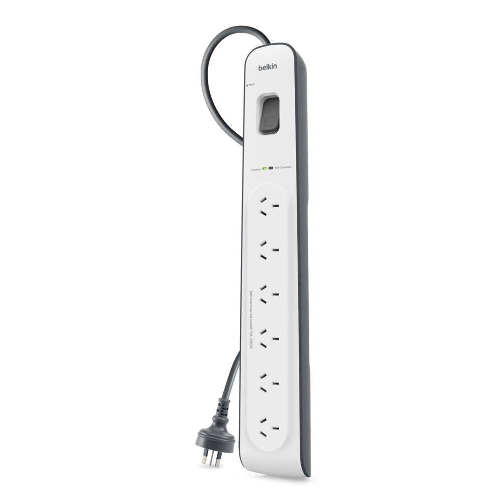 Belkin SurgeMaster Surge Protection Strip [2m Cord] (6-outlet)
