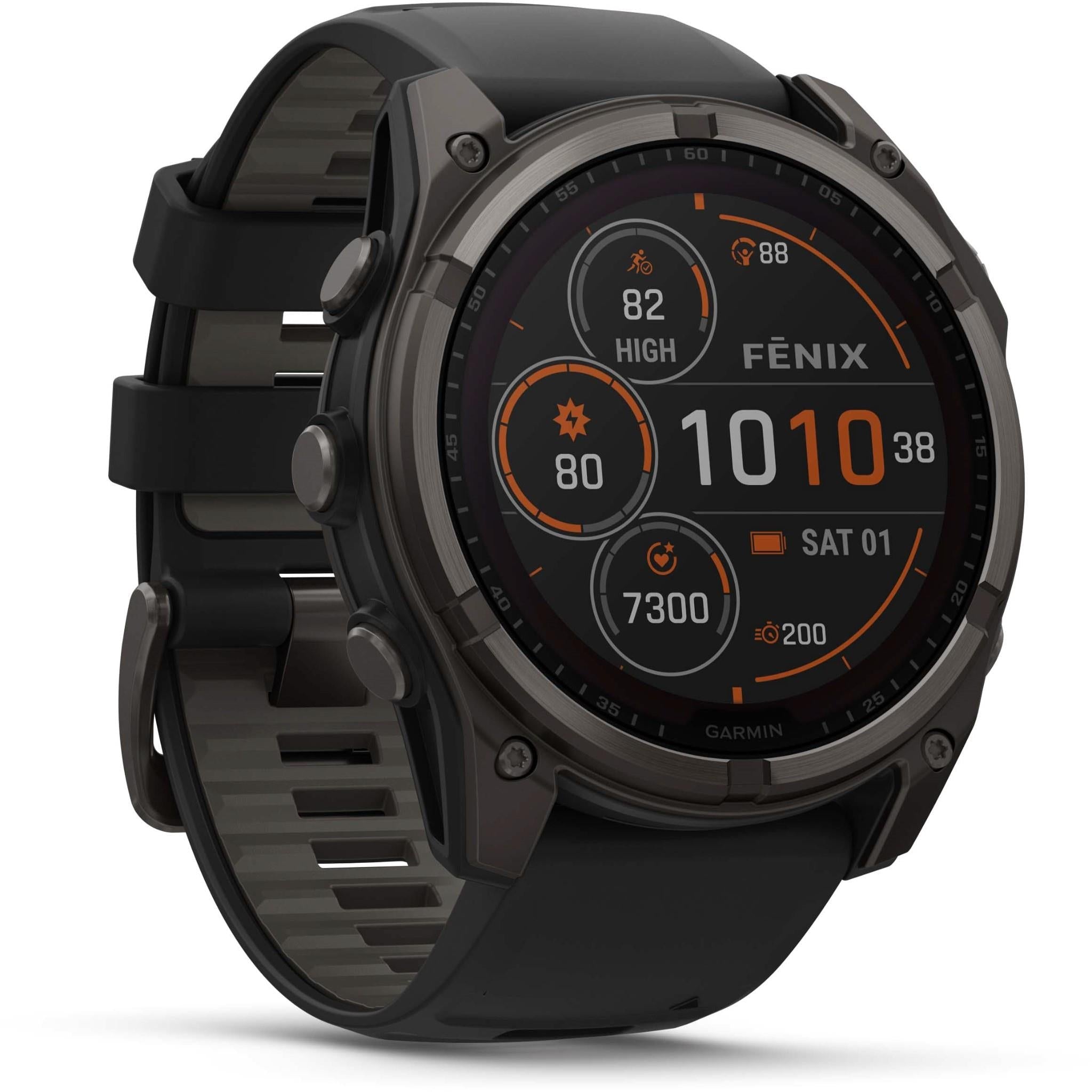 Garmin fenix 8 51mm SOLAR Sapphire Edition Carbon Grey Titanium with Black + Pebble Grey Band