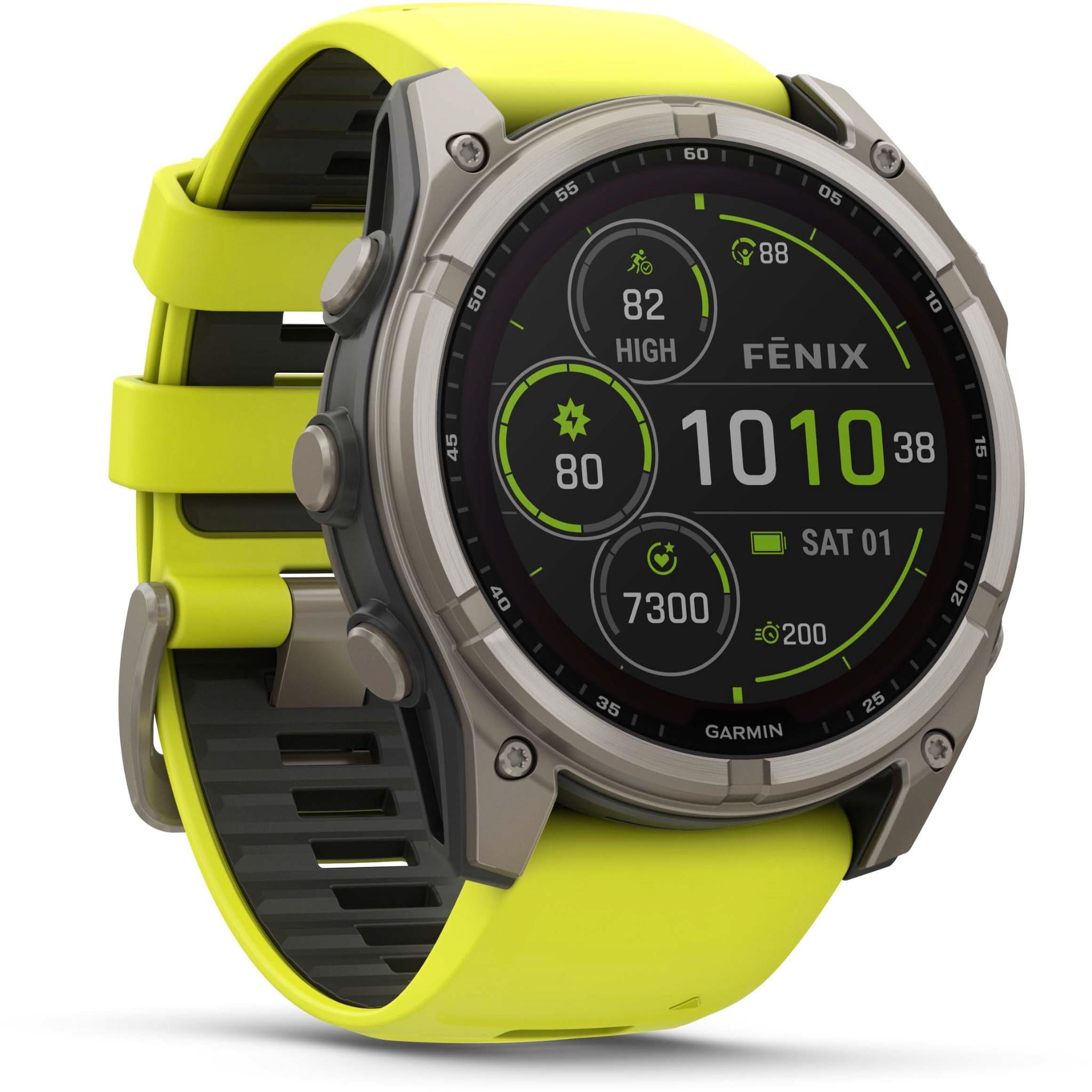 Garmin fenix 8 51mm SOLAR Sapphire Edition Bare Titanium with Amp Yellow + Graphite Band