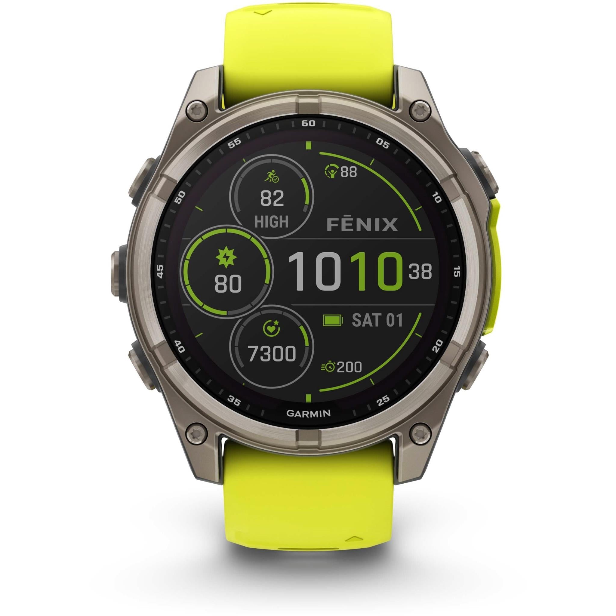 Garmin fenix 8 47mm SOLAR Sapphire Edition Bare Titanium with Amp Yellow + Graphite Band