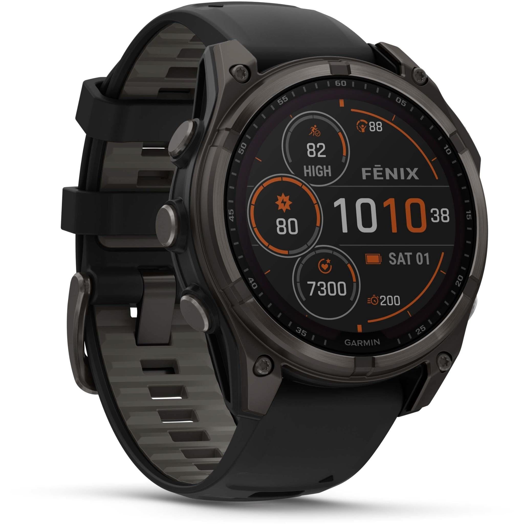 Garmin fenix 8 47mm SOLAR Sapphire Edition Carbon Grey Titanium with Black + Pebble Grey Band
