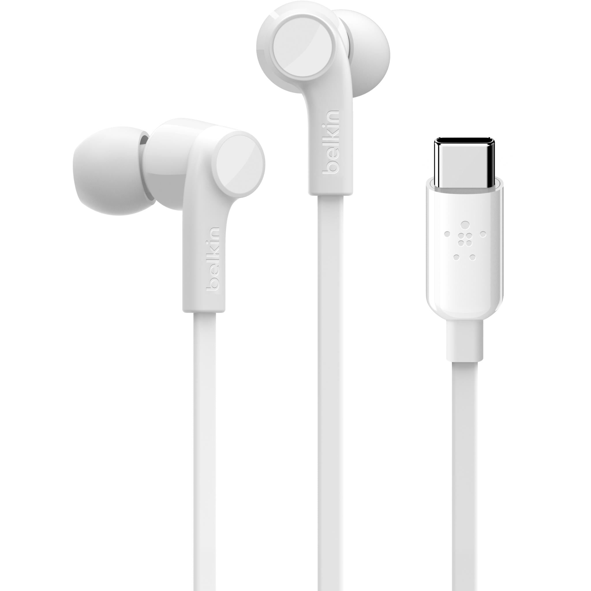 Belkin SoundForm USB-C Wired EarBuds with Adjustable Volume Limiter (White)