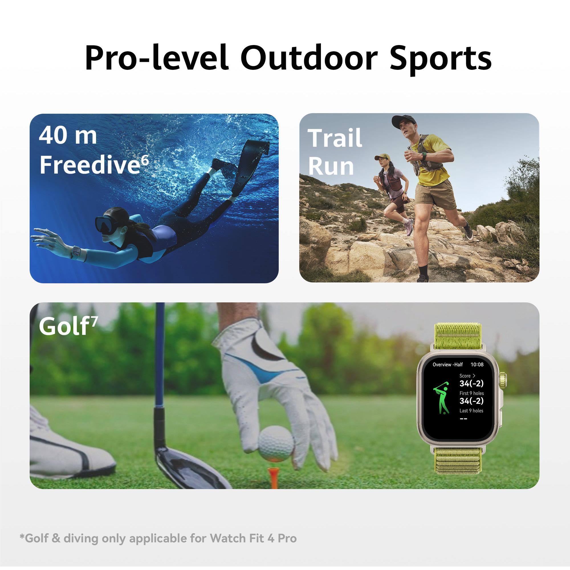 Huawei Fit 4 Pro Matt Black Aluminium Case Watch (Black Fluoroelastomer Sport Strap)