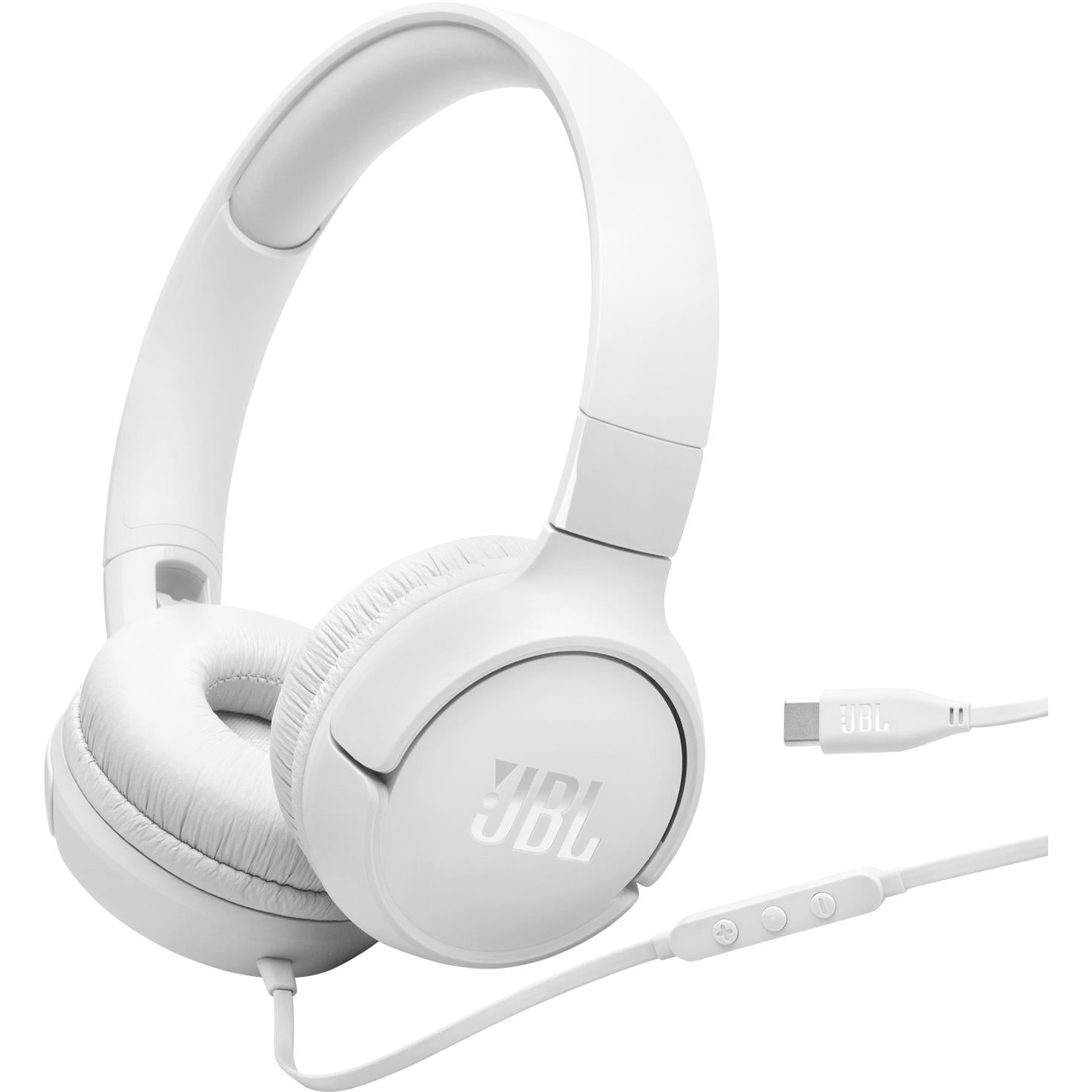 JBL Tune 520C Wired USB-C On-ear Headphones (White)
