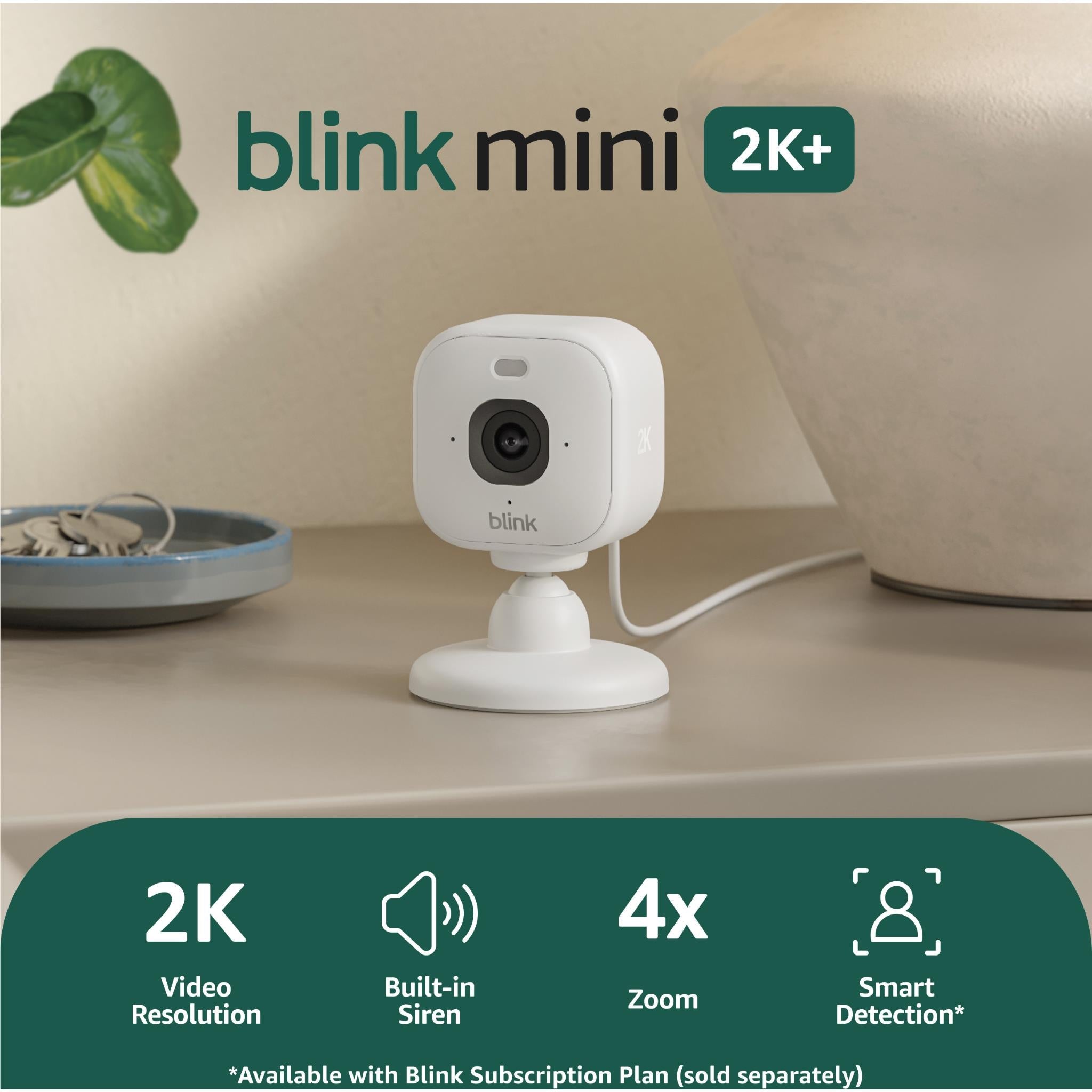 Blink Mini 2K+ Security Camera (White) [2 Pack]
