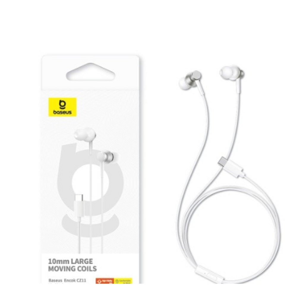 BAS45687 - Baseus Encok CZ11 Wired Earphones Moon White