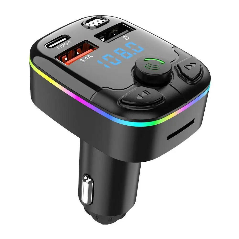 Bluetooth 5.0 Car FM Transmitter Straight Mount