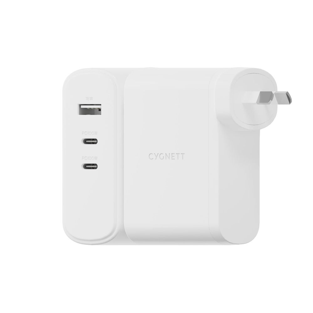 CY4373PDWCH - Cygnett PowerMaxx 100W Dual Port GaN Wall Charger - White