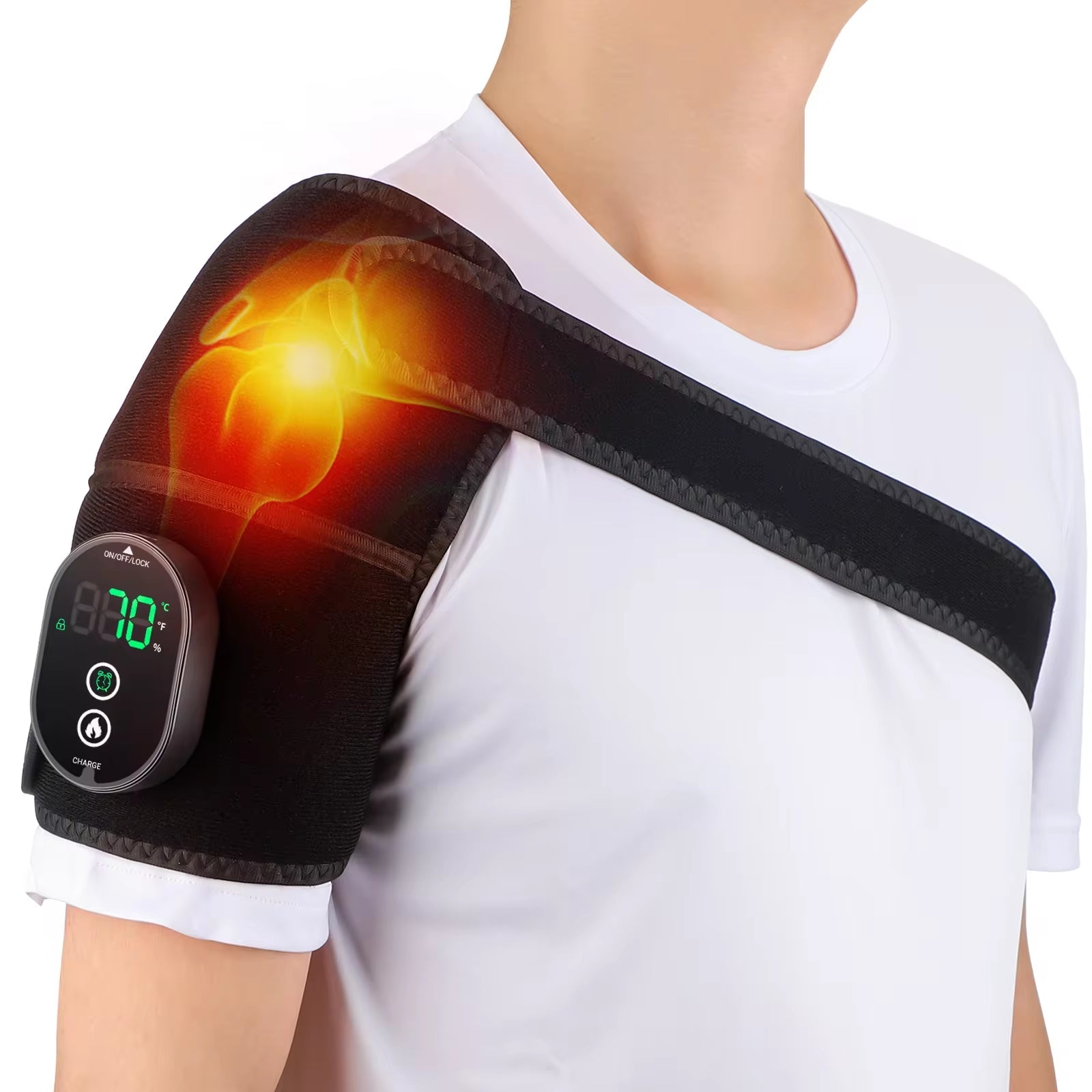 Electric Shoulder Massager with Heating and Vibration for Ultimate Relaxation and Comfort Heating Only (Black)