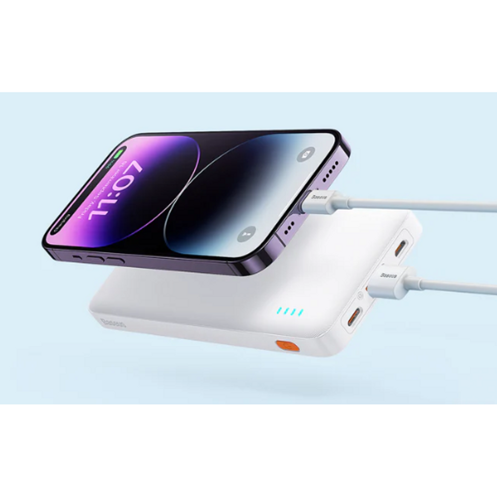 BAS26891 - OS-Baseus Airpow Fast Charge Power Bank 10000mAh 20W White（With Simple Series Charging Cable USB to Type-C 30cm White）