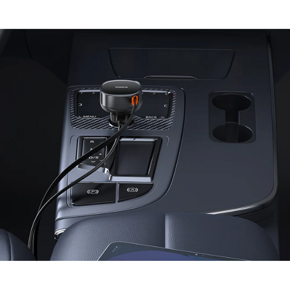 BAS41658 - Baseus Enjoyment Pro Car Charger C+Retractable Type-C Cable 60W Cluster Black