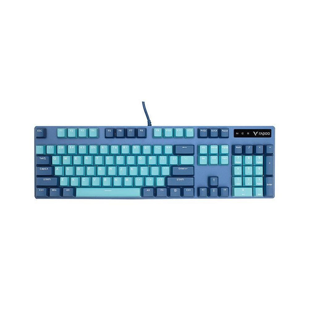 RAPOO-V500PRO-CB - Rapoo V500 Pro Backlit Mechanical Spill Resistant, Metal Cover Gaming Keyboard, Cyan Blue