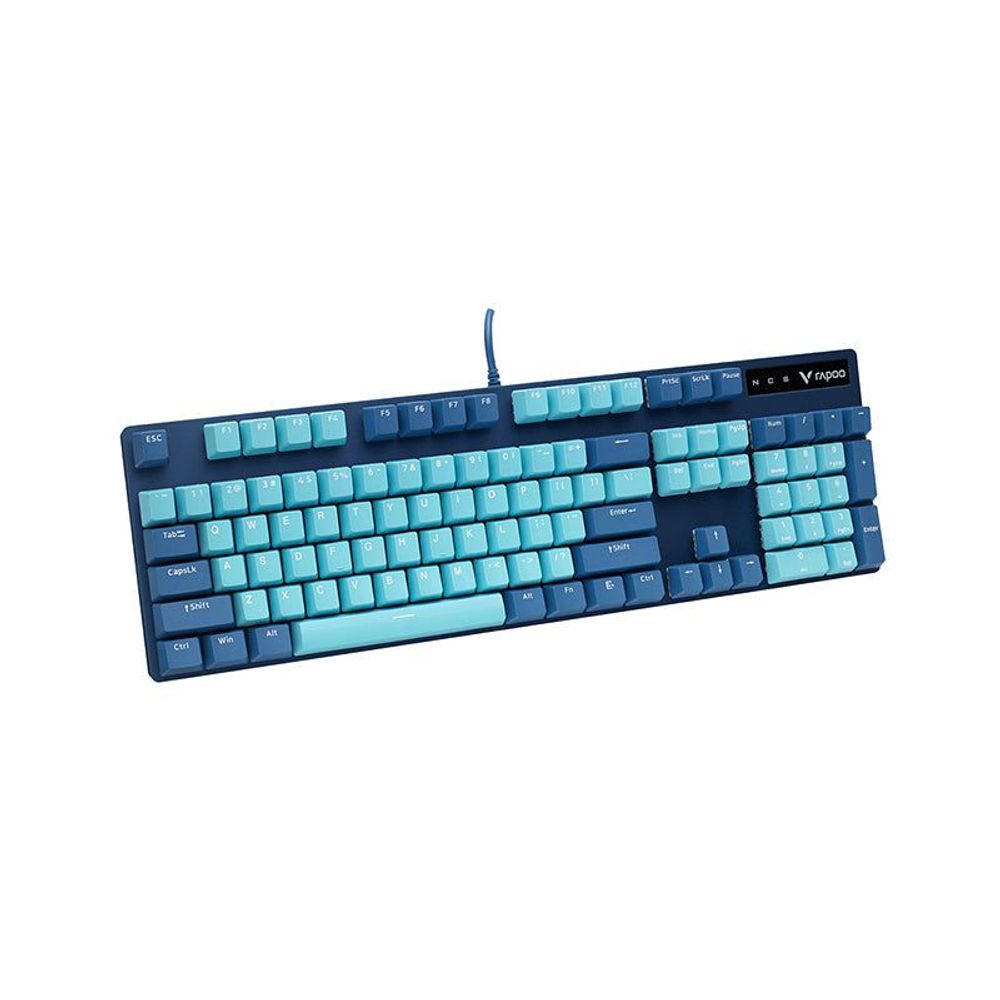 RAPOO-V500PRO-CB - Rapoo V500 Pro Backlit Mechanical Spill Resistant, Metal Cover Gaming Keyboard, Cyan Blue